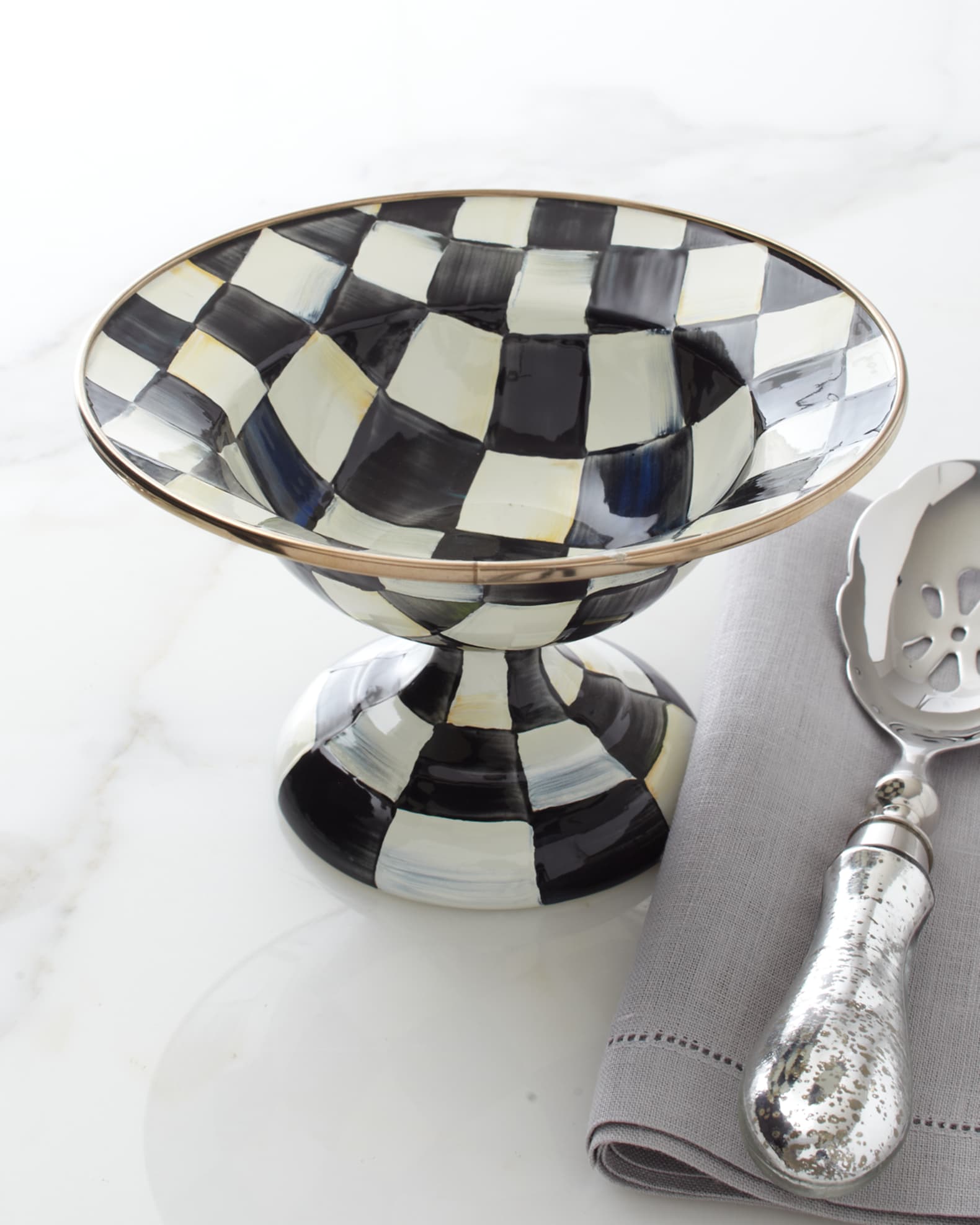 MacKenzie-Childs Small Courtly Check Compote