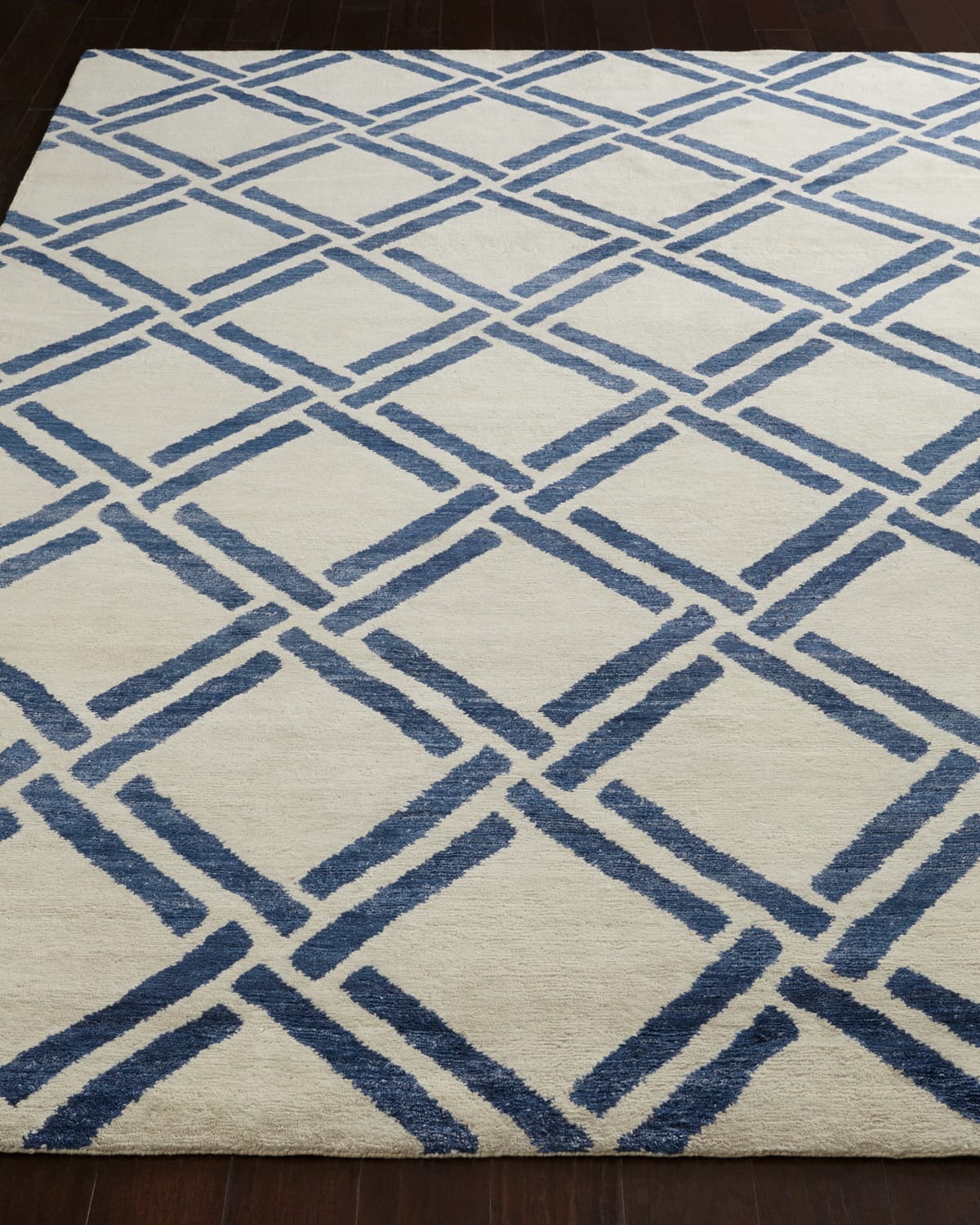 Navy Lattice Rug, 8' x 10'