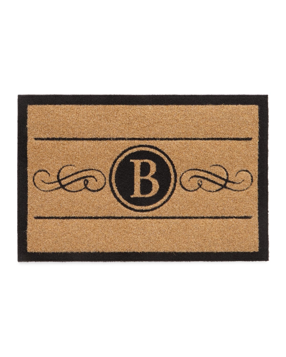 2 X 3 Natural Custom Scroll Monogrammed Door Rug