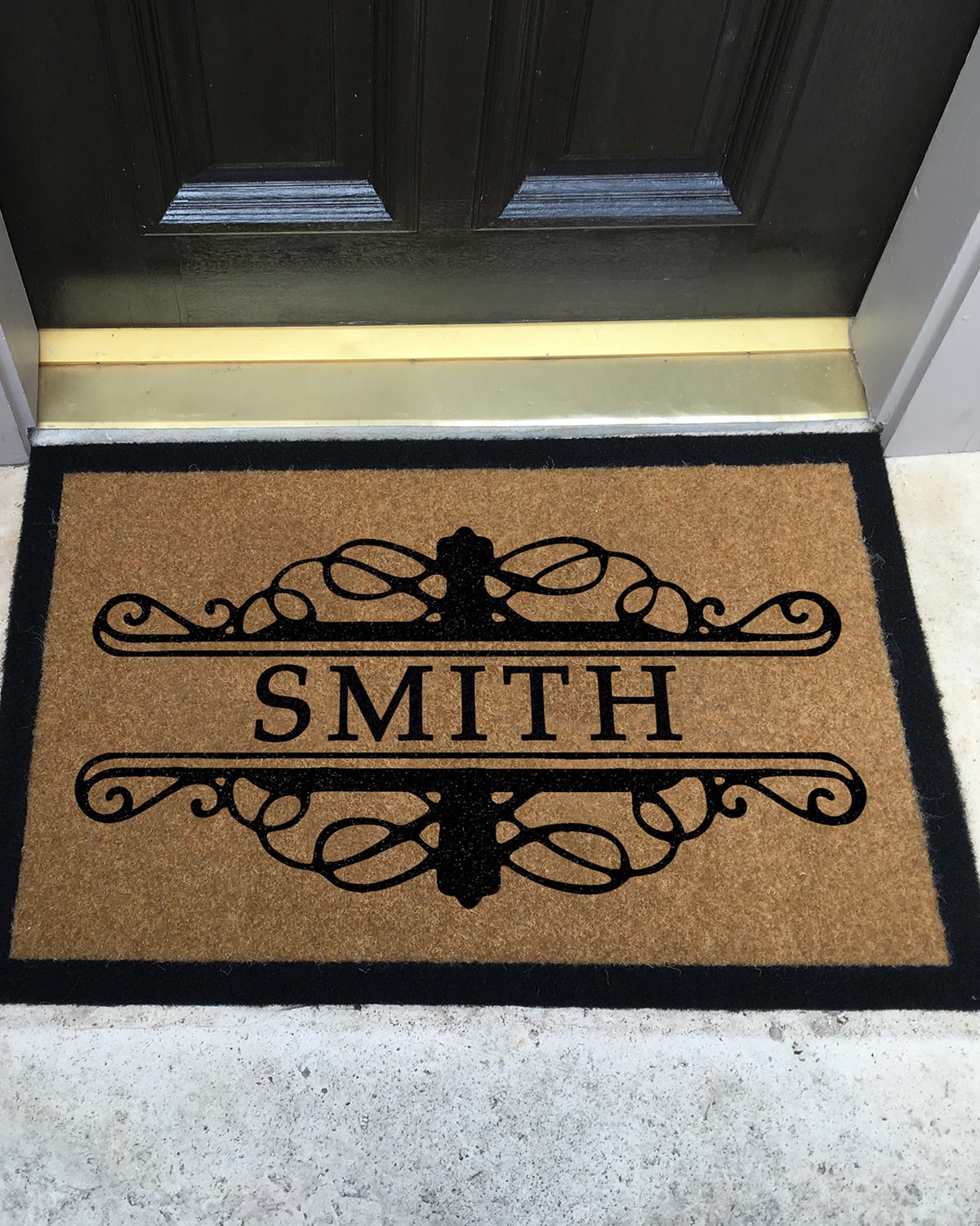 2 X 3 Natural Custom Baldwin Monogrammed Door Rug