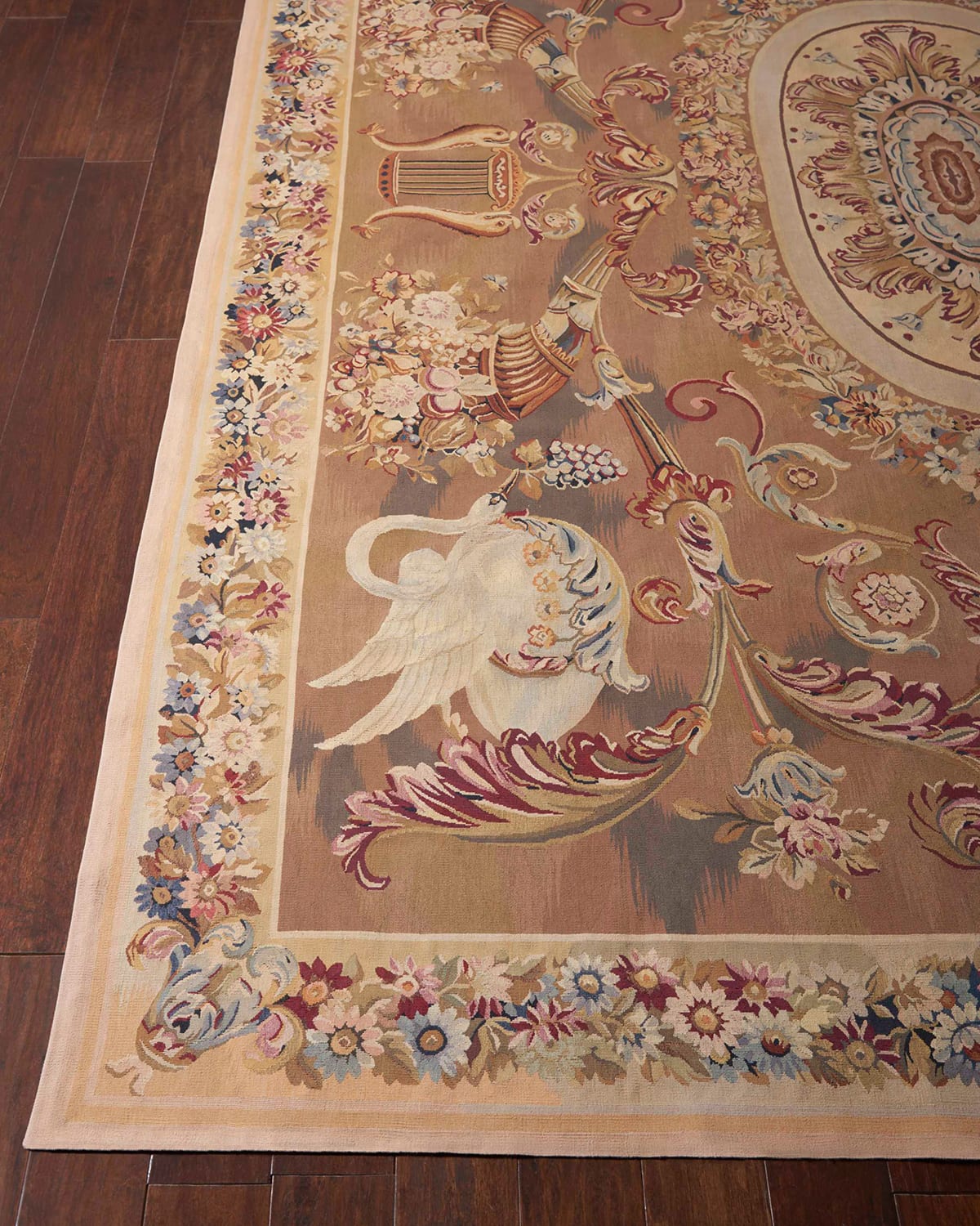 Aubusson Hand-Knotted Burnished Gold Rug, 9' x 15'