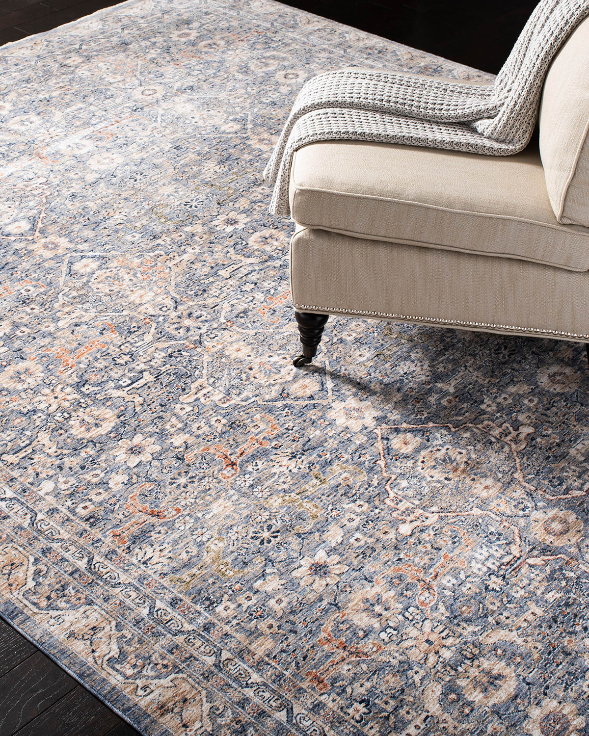 Belvoir Light Blue Power-Loomed Rug, 5' x 8'