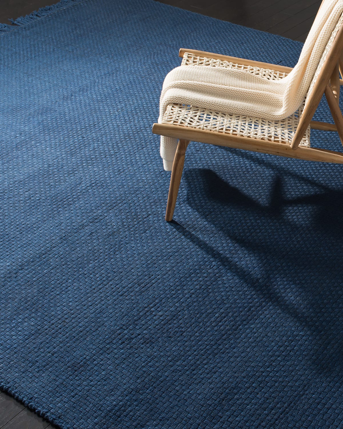 Amalie Navy Hand-Woven Flat Weave Rug, 5' x 8'