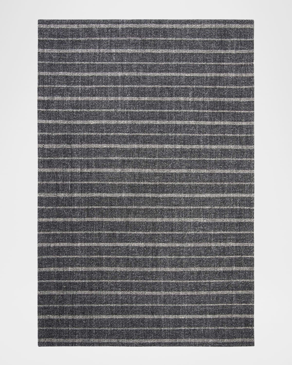 Miles Charcoal Stripe Flat Weave Rug, 3' x 8'
