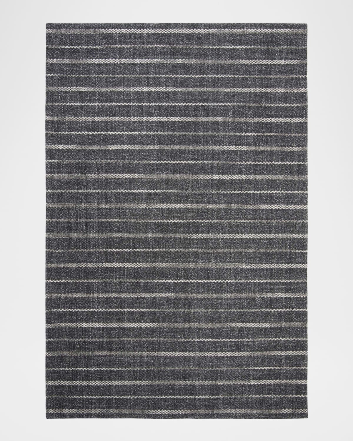 Miles Charcoal Stripe Flat Weave Rug, 5' x 8'