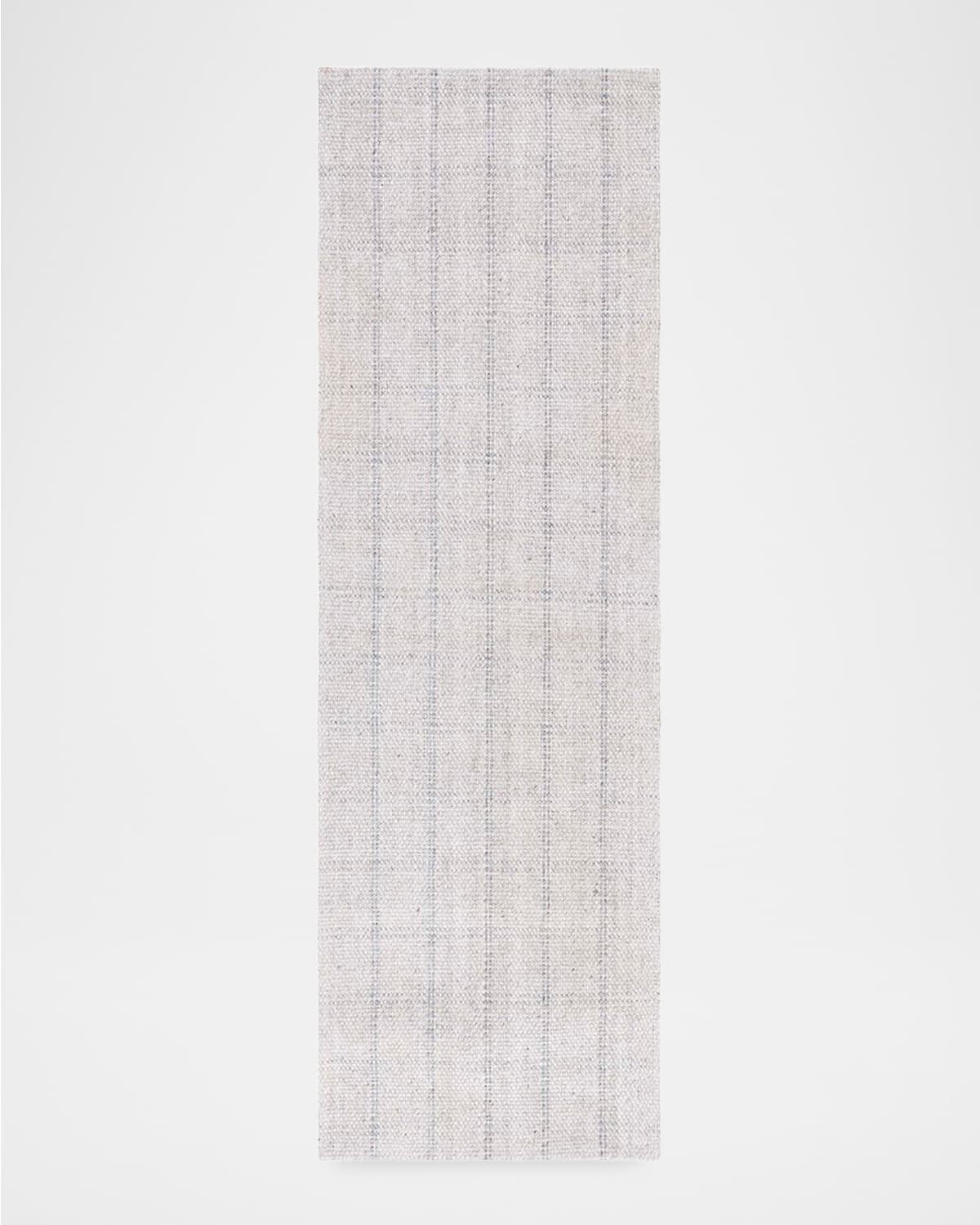Tamworth Silver Check Hand-Woven Runner, 3' x 8'