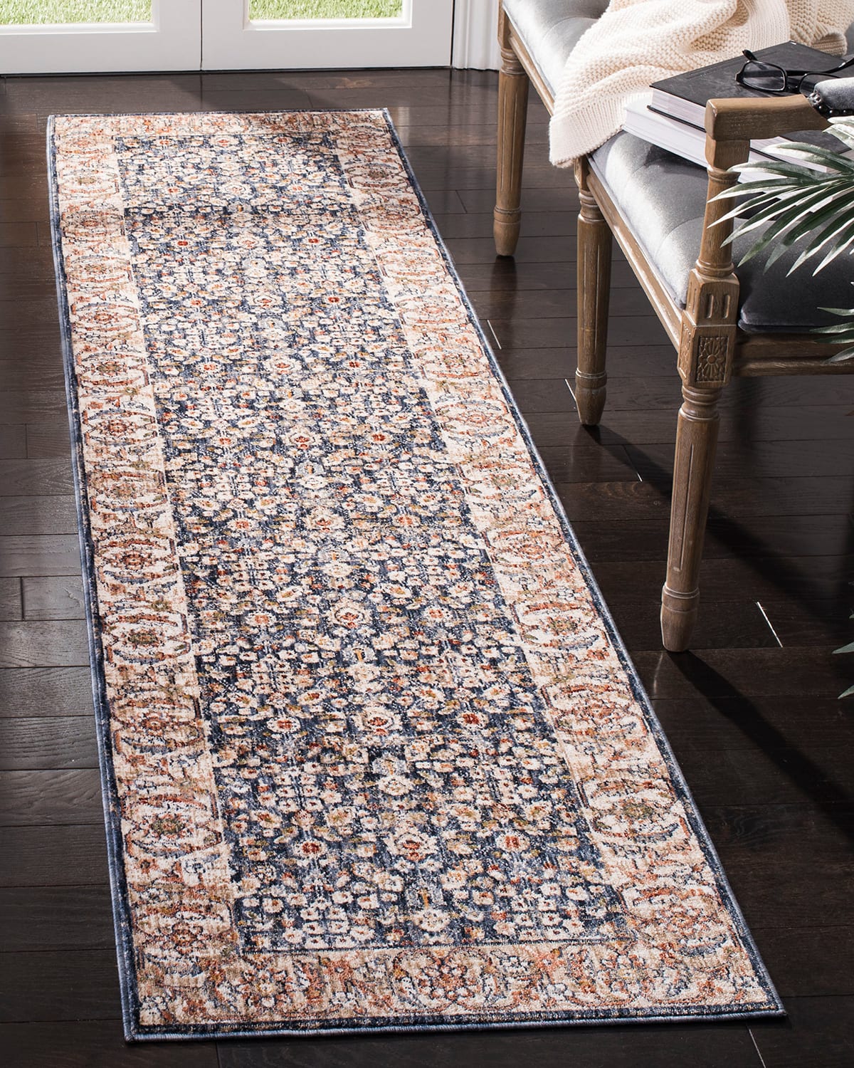 Carlingford Navy Power-Loomed Runner, 2' x 10'