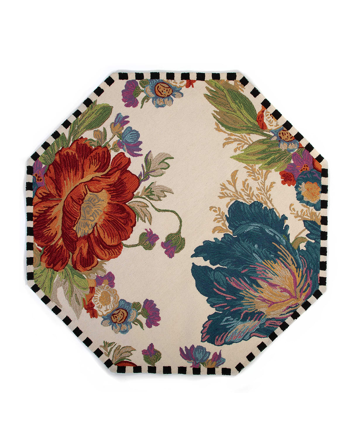 Flower Market Reflections Rug, 6' Octagon - Ivory