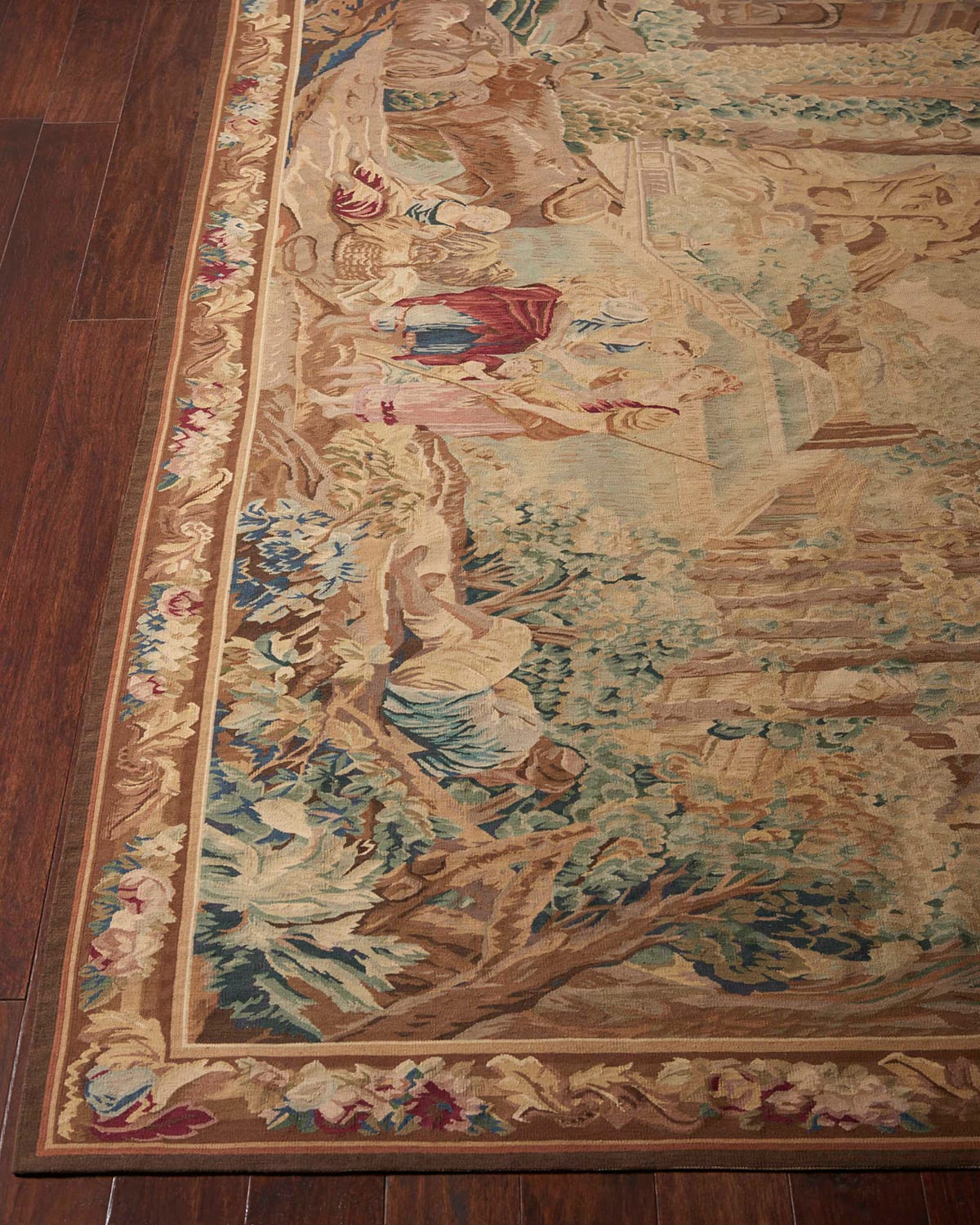 Aubusson Hand-Knotted Antiqued Rose Rug, 6' x 9'