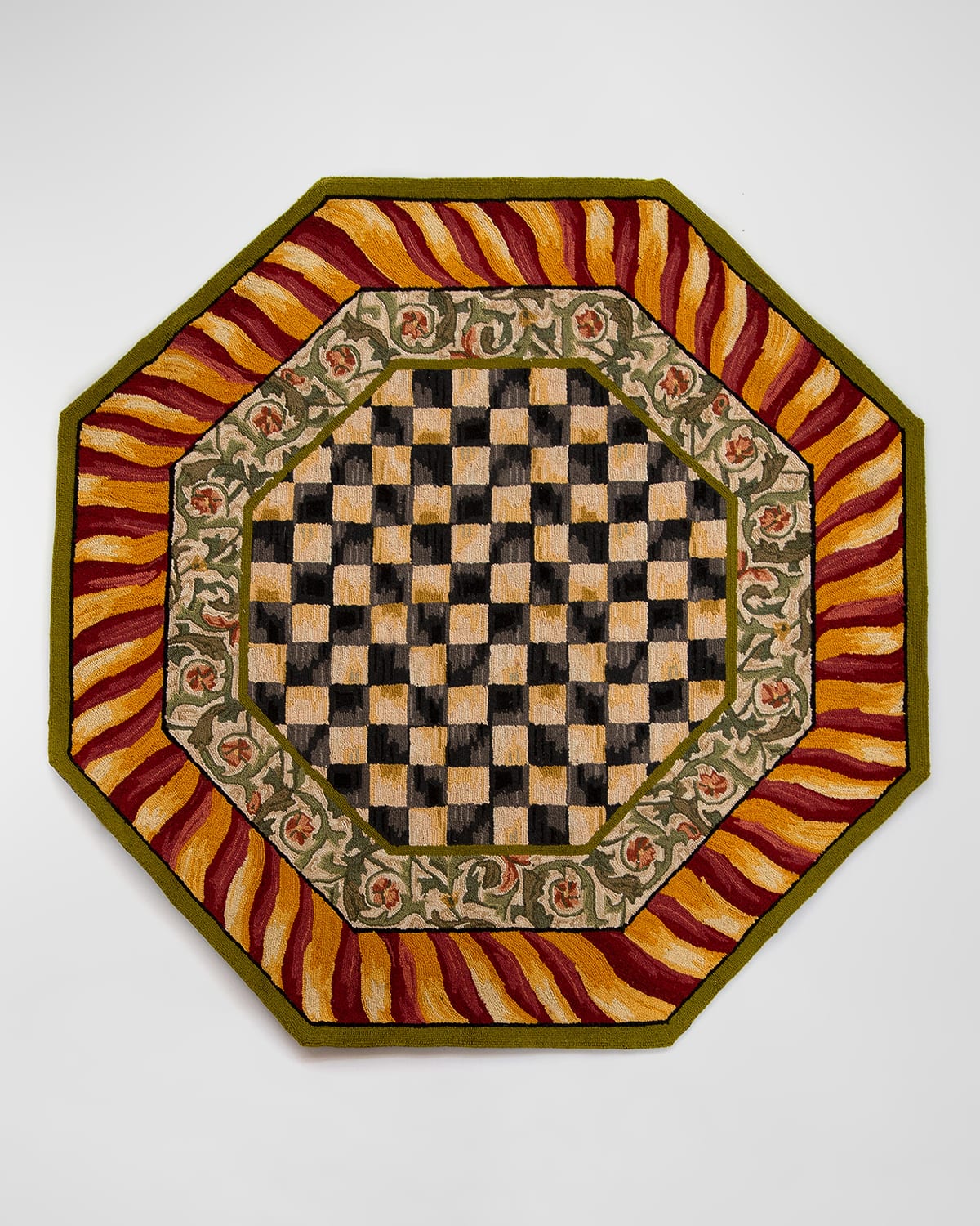 Courtly Check Octagonal Rug, 6' Round
