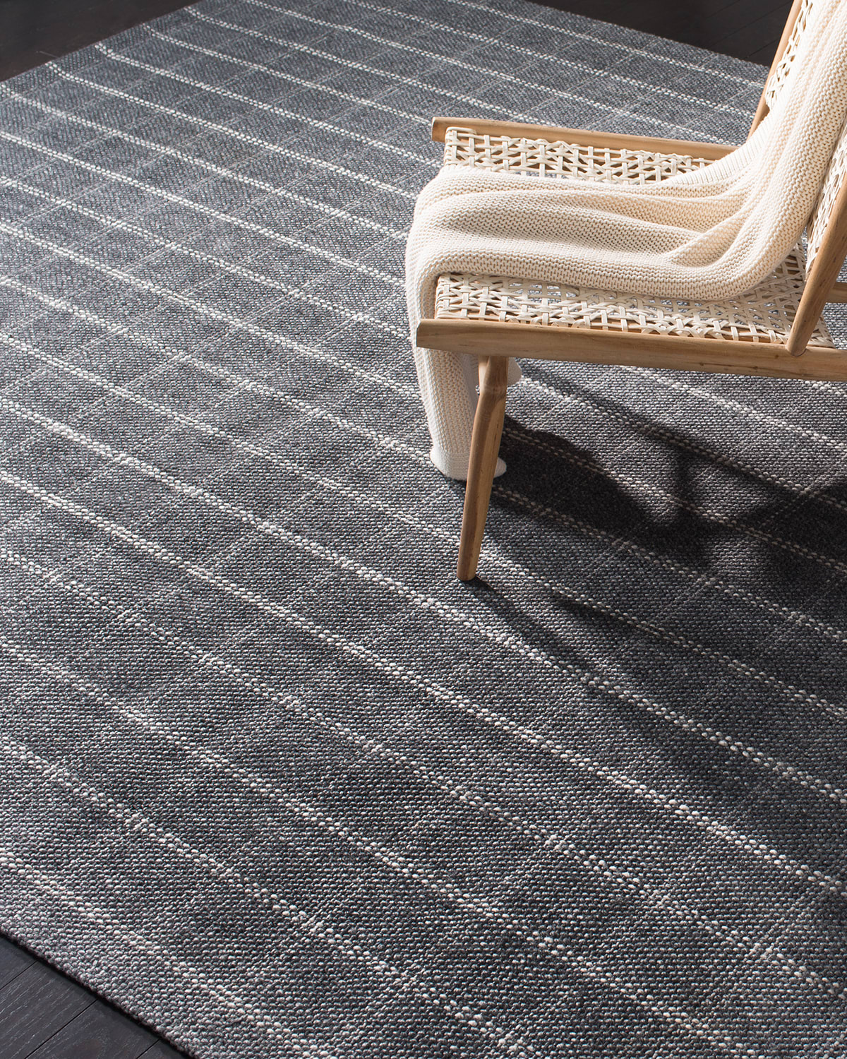 Tamworth Charcoal Check Hand-Woven Rug, 5' x 8'