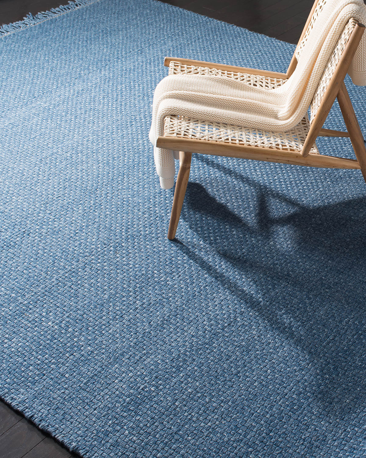 Amalie Blue Hand-Woven Flat Weave Rug, 5' x 8'