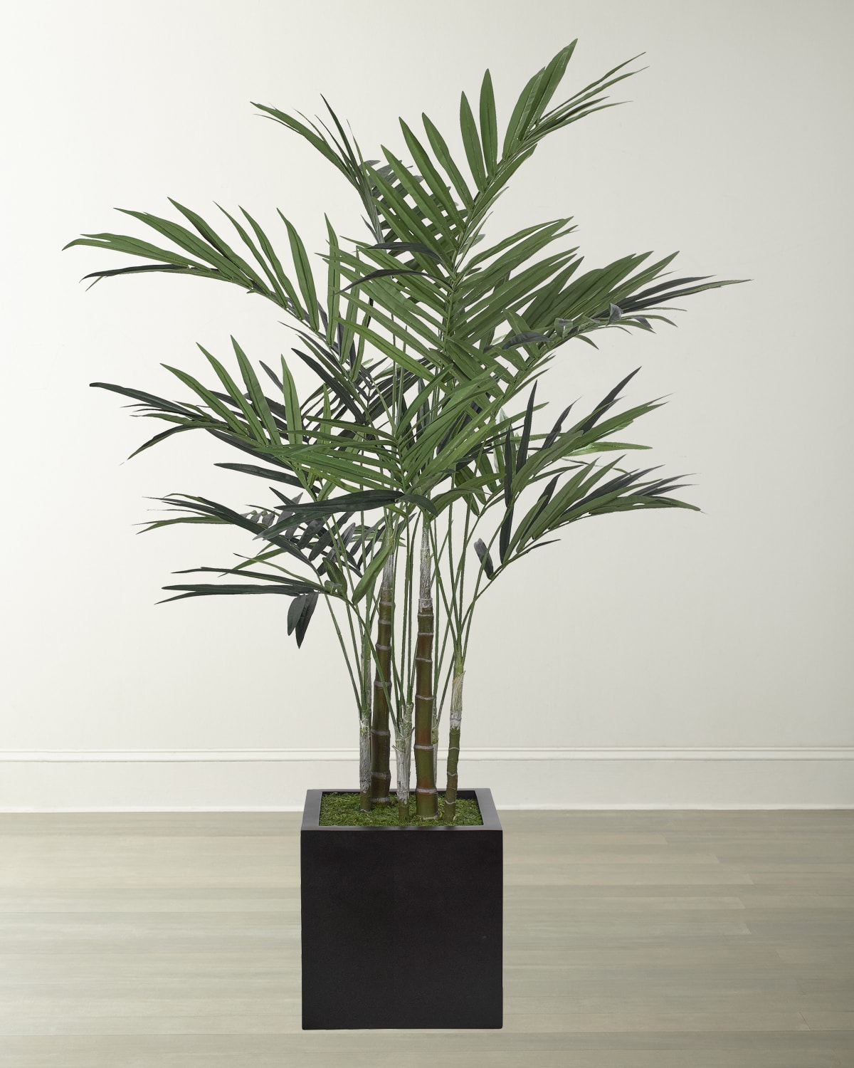 Faux King Palm Plant in Cube Planter, 34\"T