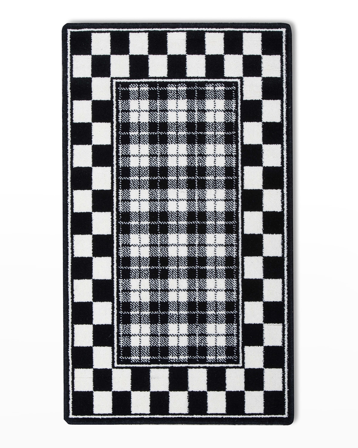 Black & White Tartan Rug, 2' x 4'