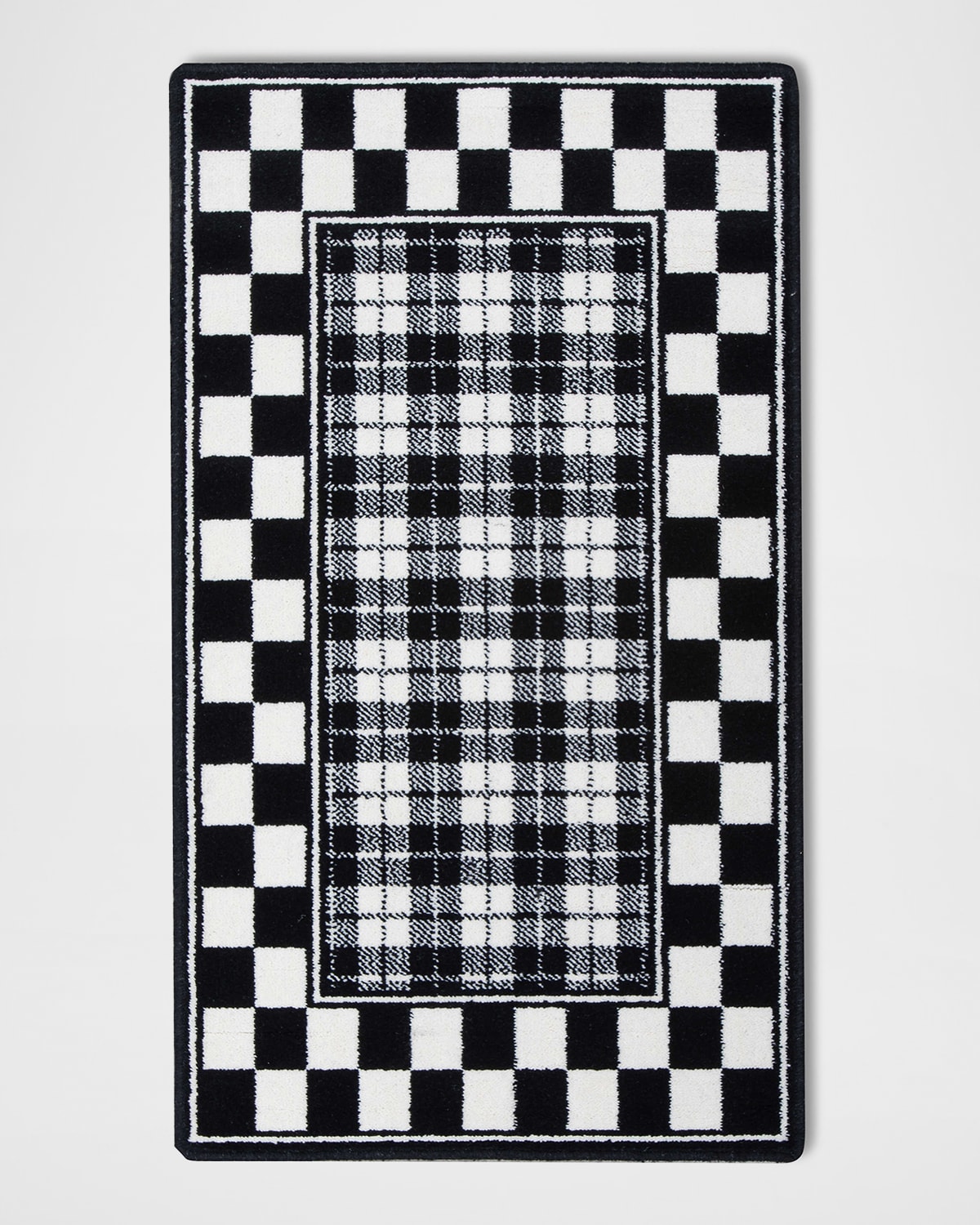Black & White Tartan Rug, 2' x 4'