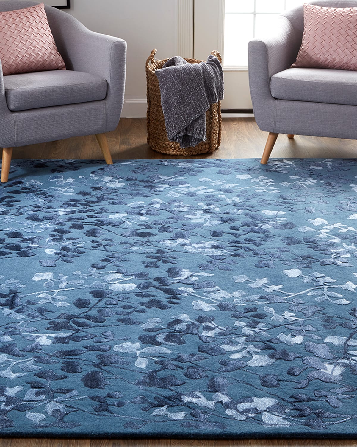 Khalo High-Low Floral Wool-Blend Rug, 8' x 10'