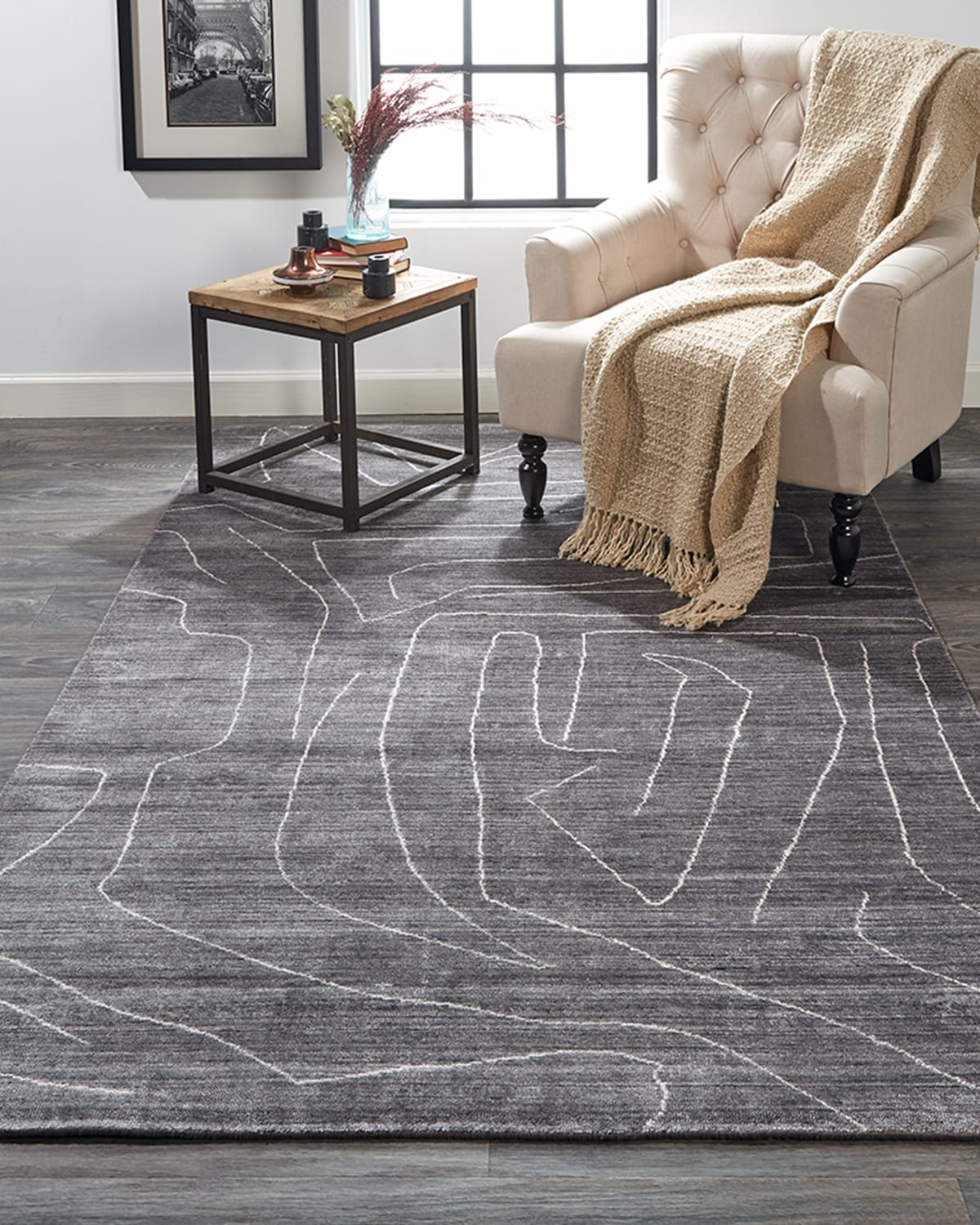 Miska Modern Abstract Minimalist Rug, 5' x 8'