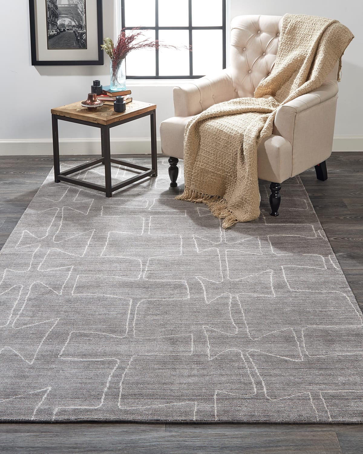 Miska Modern Abstract Minimalist Rug, 5' x 8'