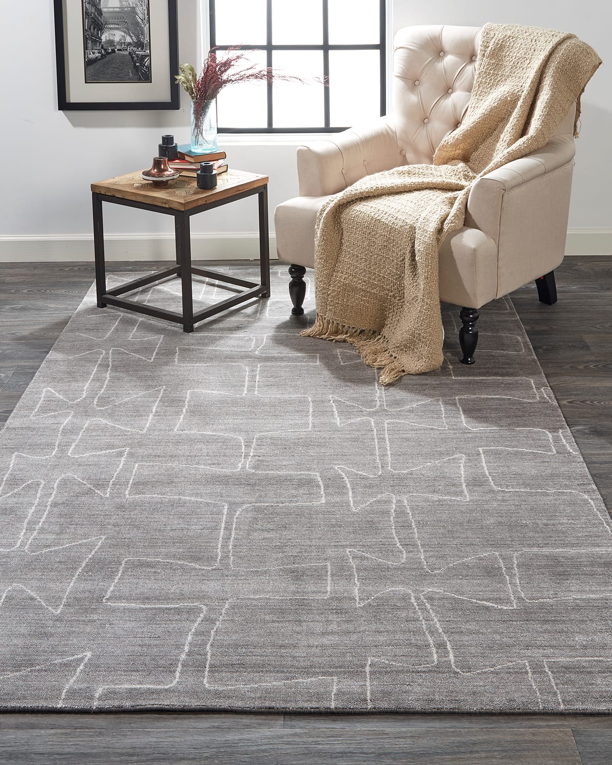 Miska Modern Abstract Minimalist Rug, 8' x 10'