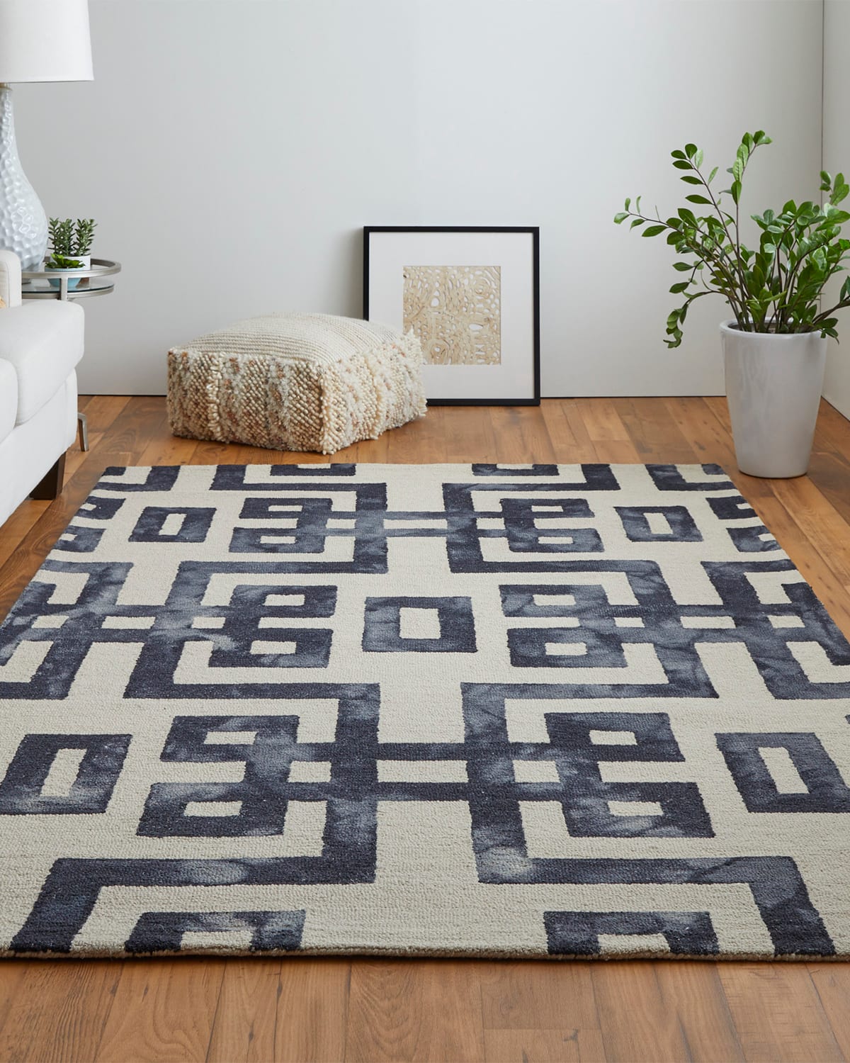 Marengo Tufted Greek Key Wool Rug, 2' x 3'