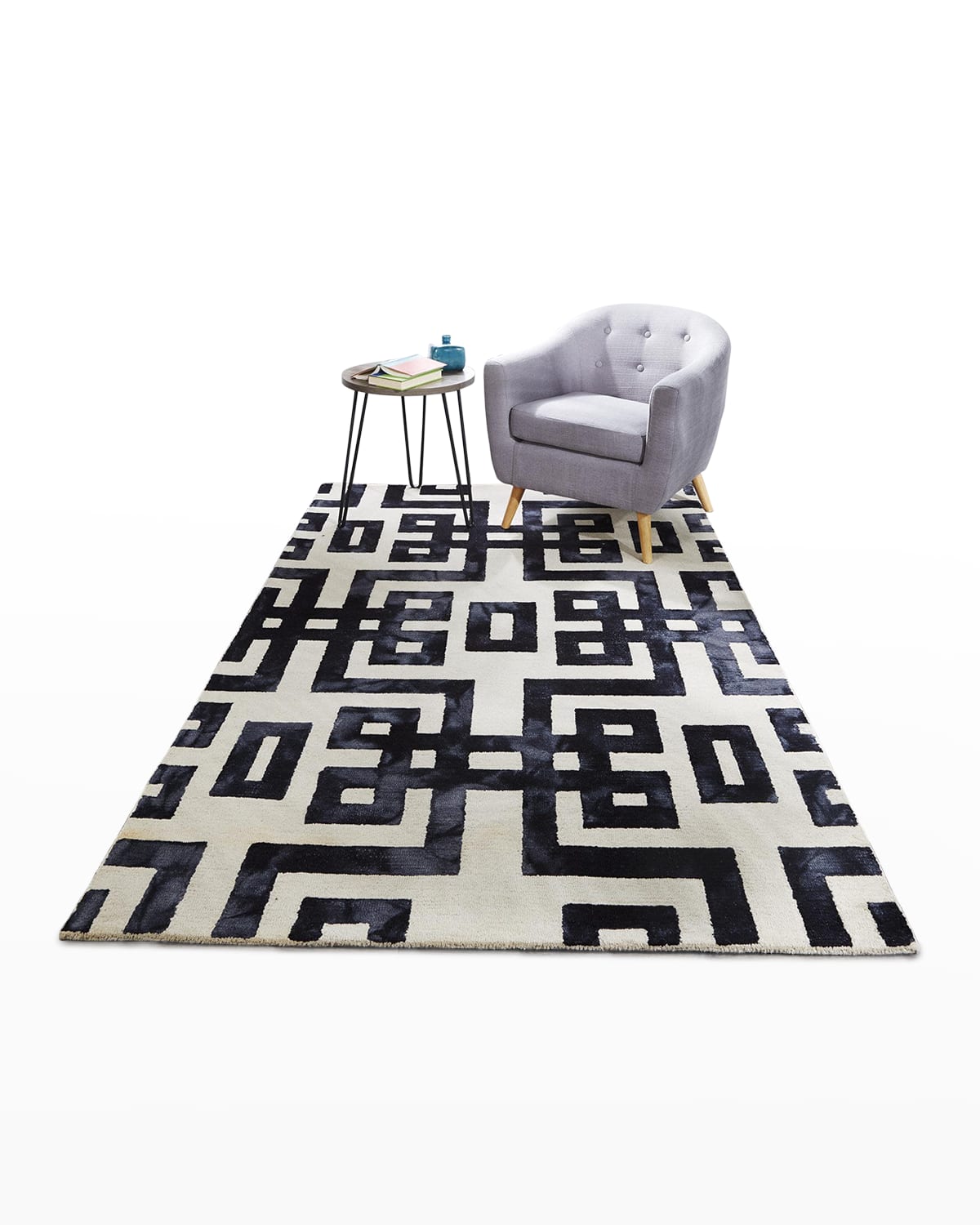 Marengo Tufted Greek Key Wool Rug, 4' x 6'