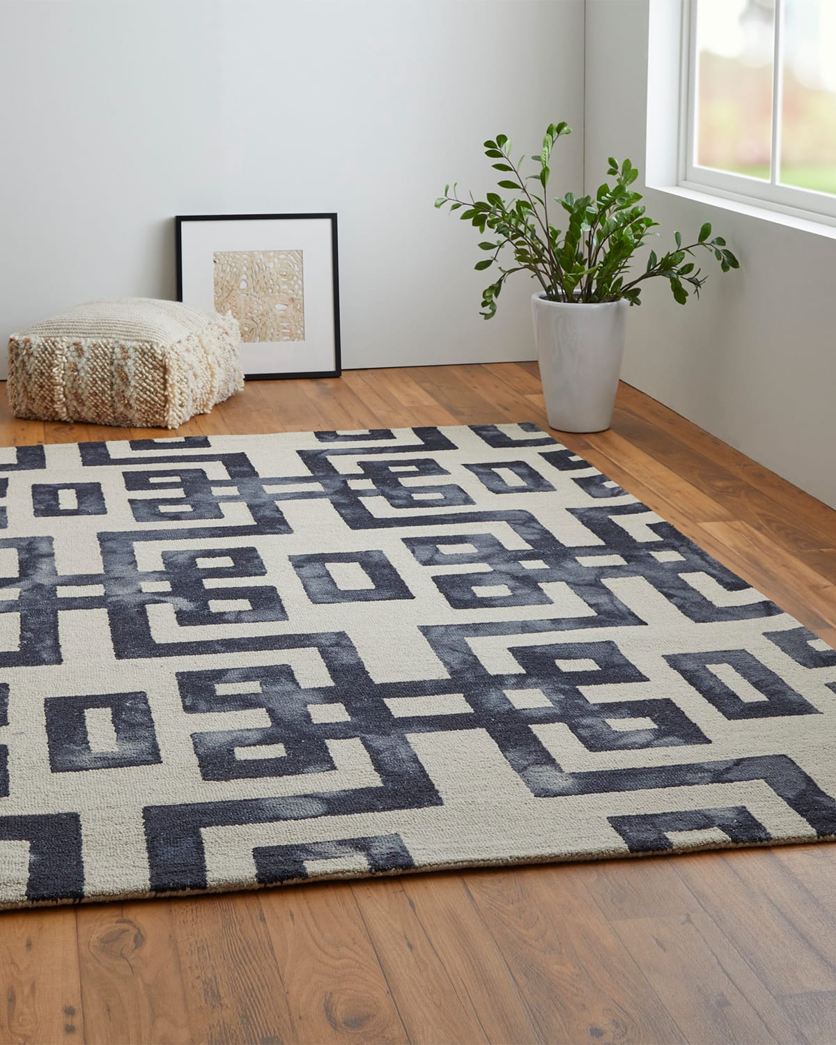 Marengo Tufted Greek Key Wool Rug, 5' x 8'