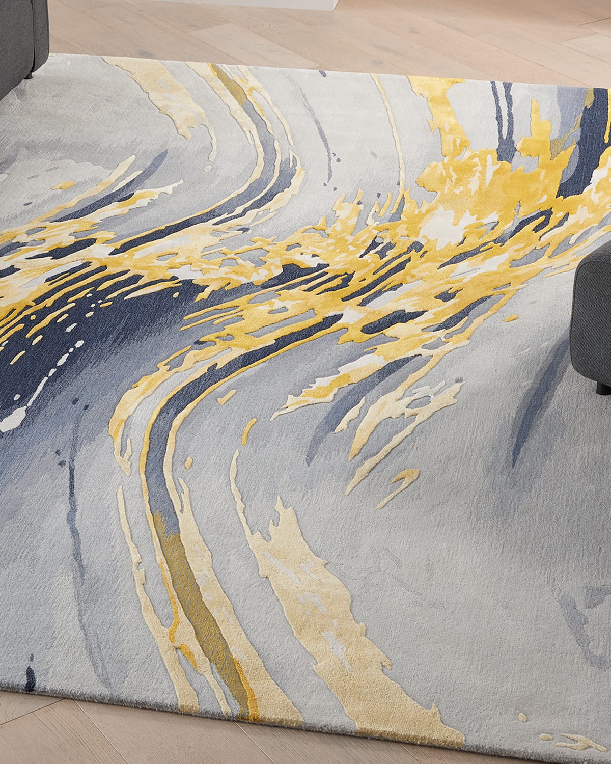 Abstract Gold Hand-Tufted Rug, 4' x 6'