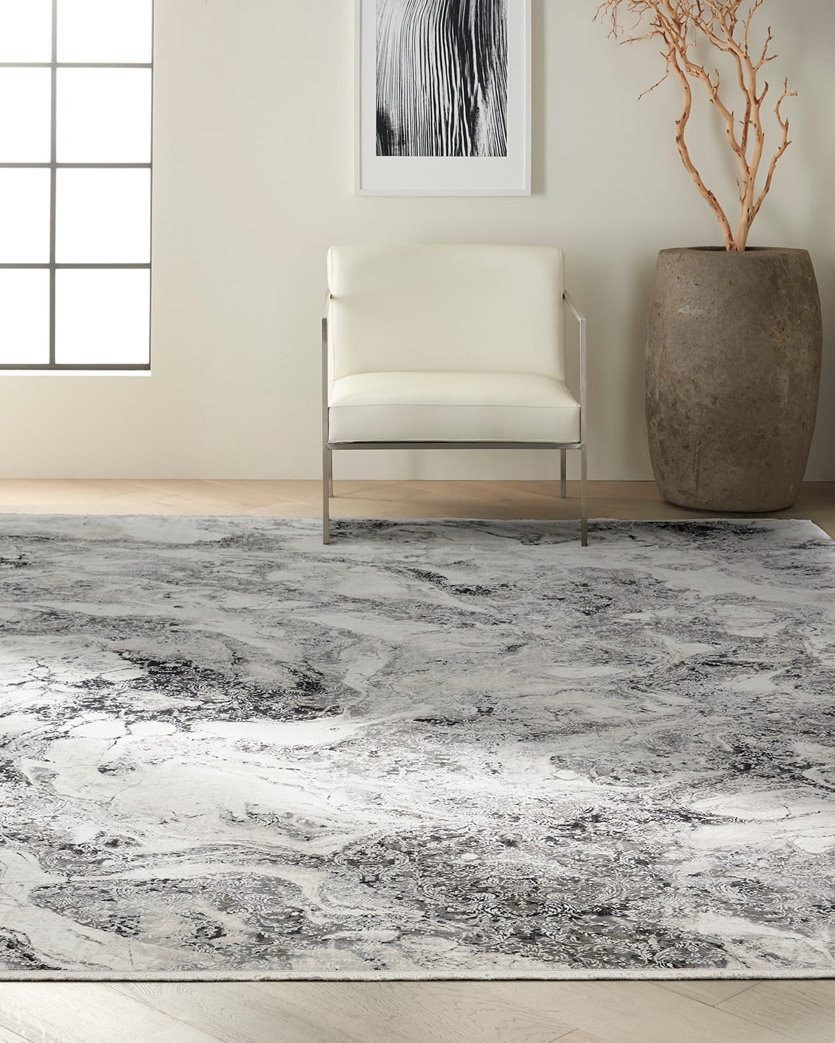 Balian Loom Woven Grey Swirl Rug, 10' x 14'