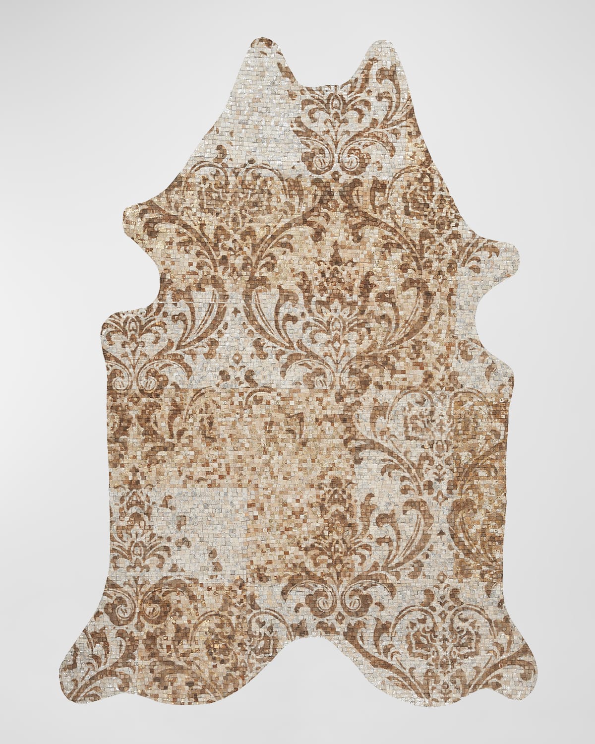 Damask Hair Hide Rug, 5' x 7'