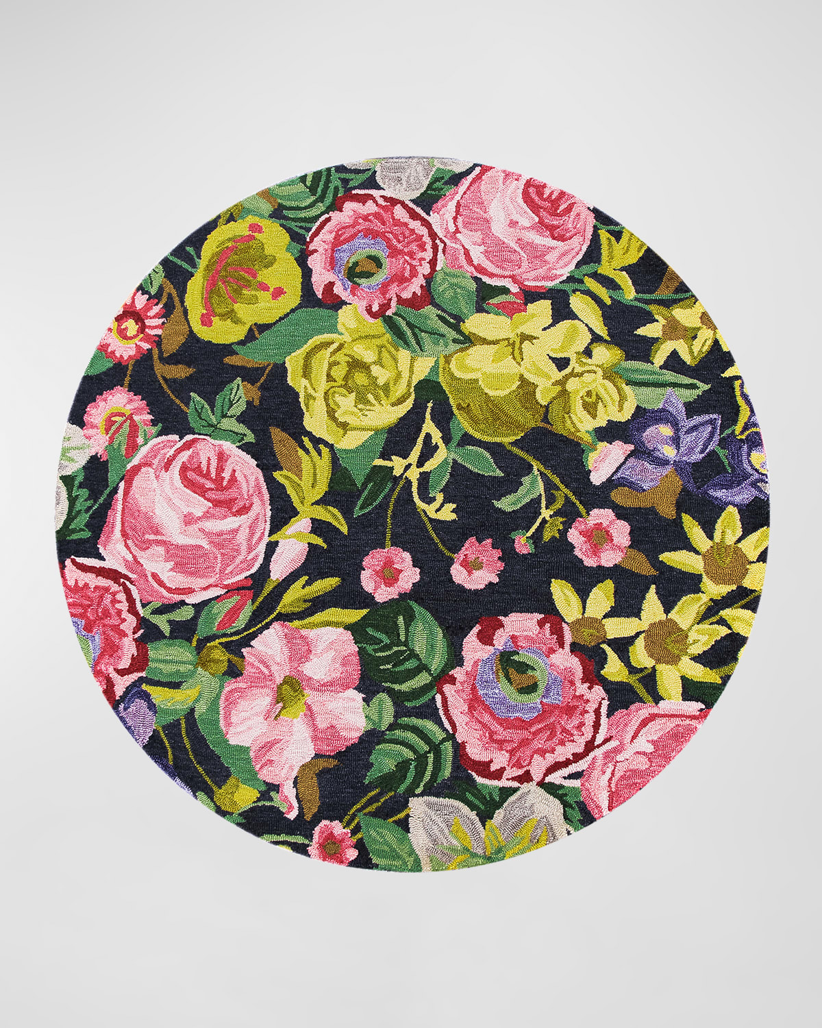 Midnight Floral Round Rug, 6'