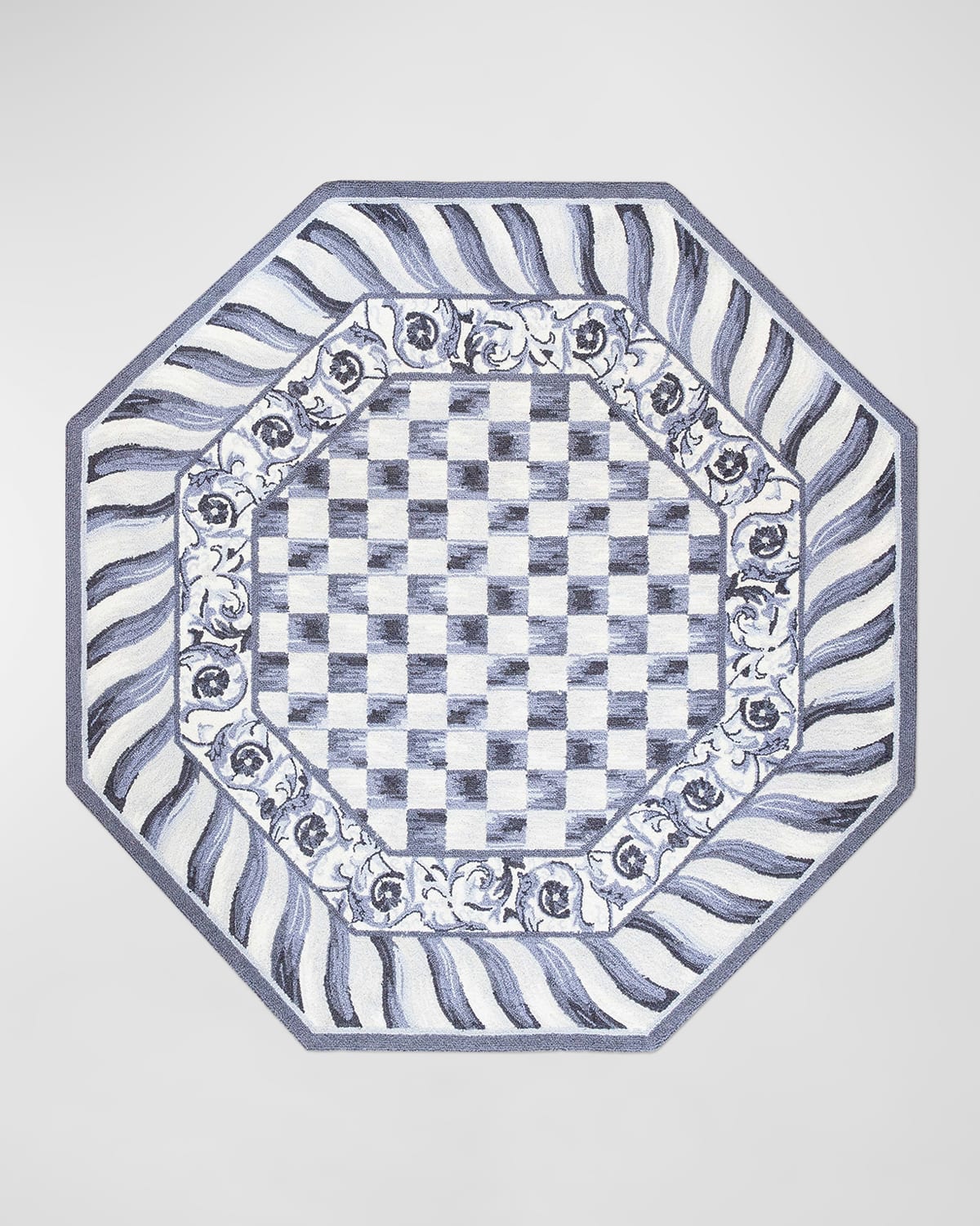 Sterling Check Octagon Rug, 6'