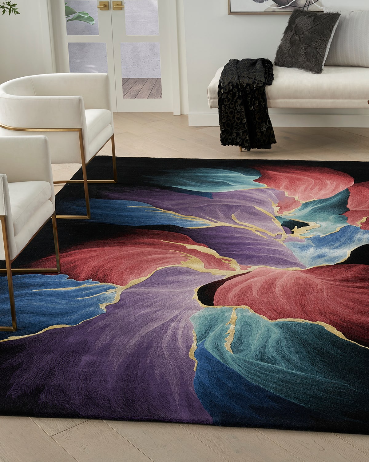 Petals in Black Hand-Tufted Rug, 9' x 12'