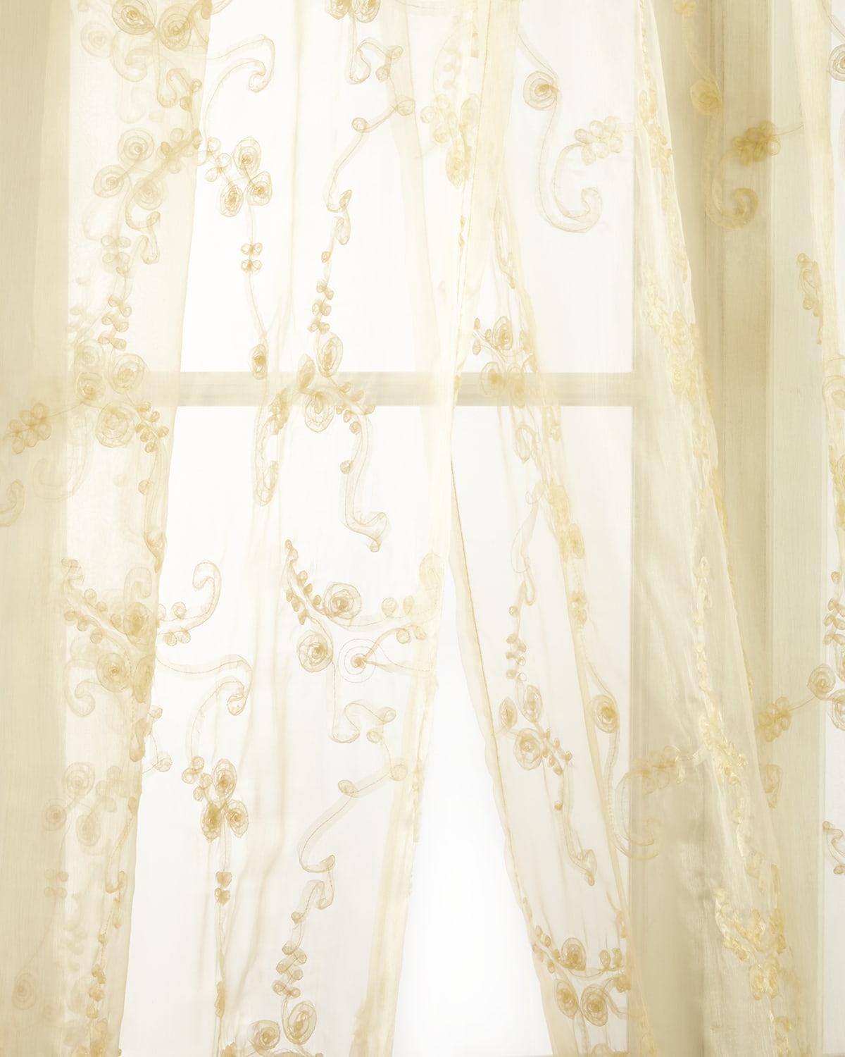 Image Sweet Dreams Each Golden Crystal Palace Organza Sheer Curtain, 90"L