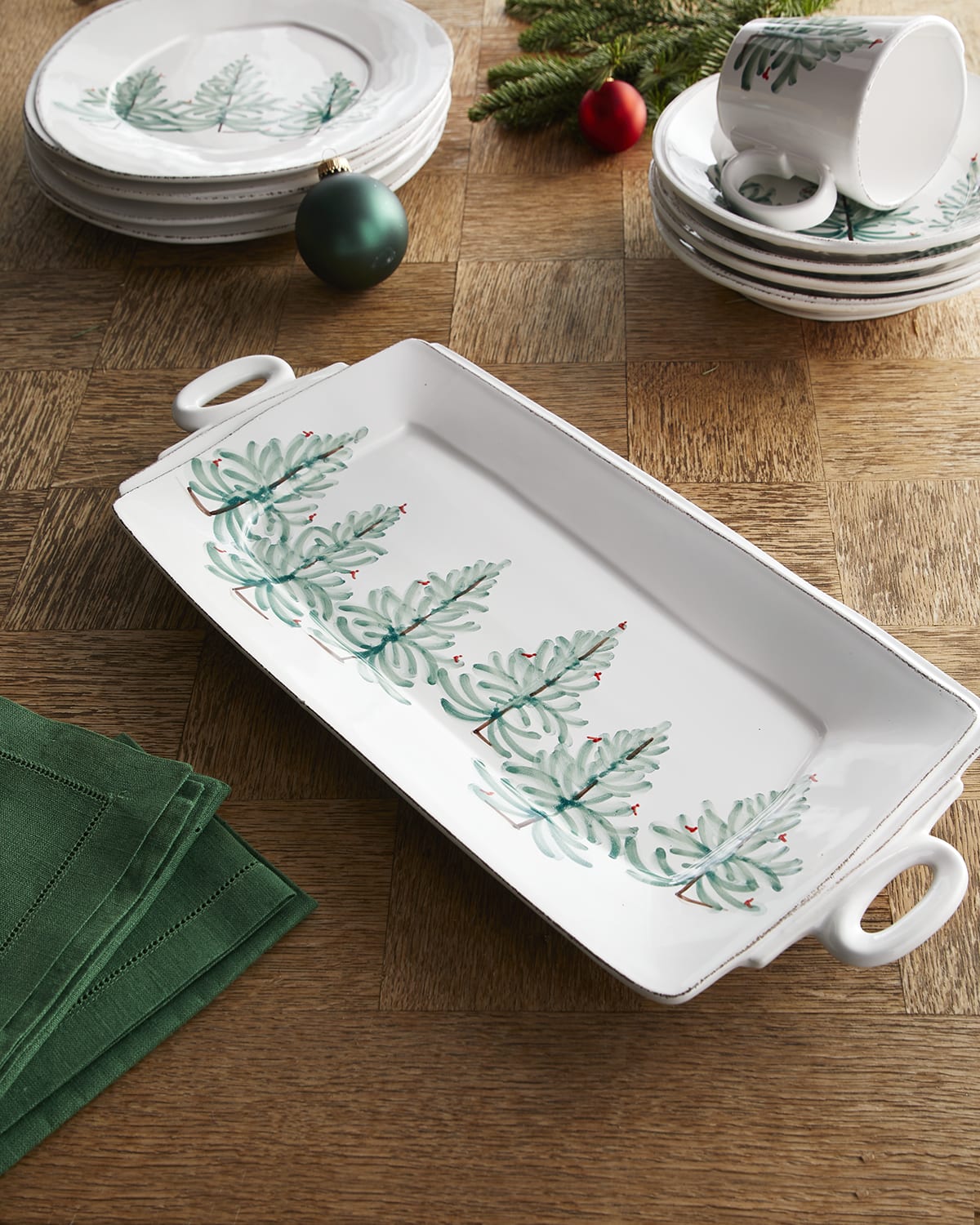 Image Vietri Lastra Holiday Handled Rectangular Platter