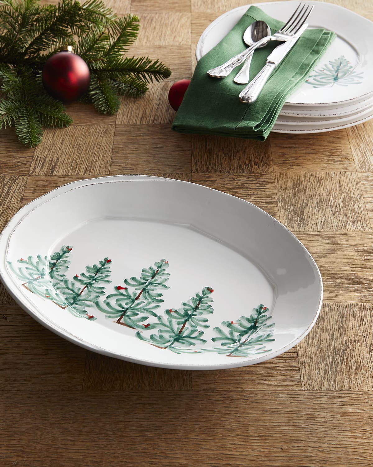 Image Vietri Lastra Holiday Small Oval Platter