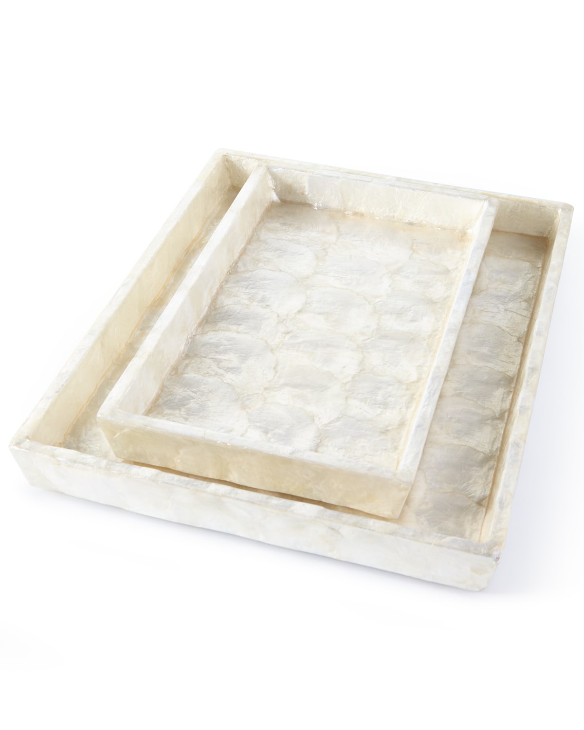 Image Pigeon and Poodle Andria Capiz Vanity Trays, Set of 2