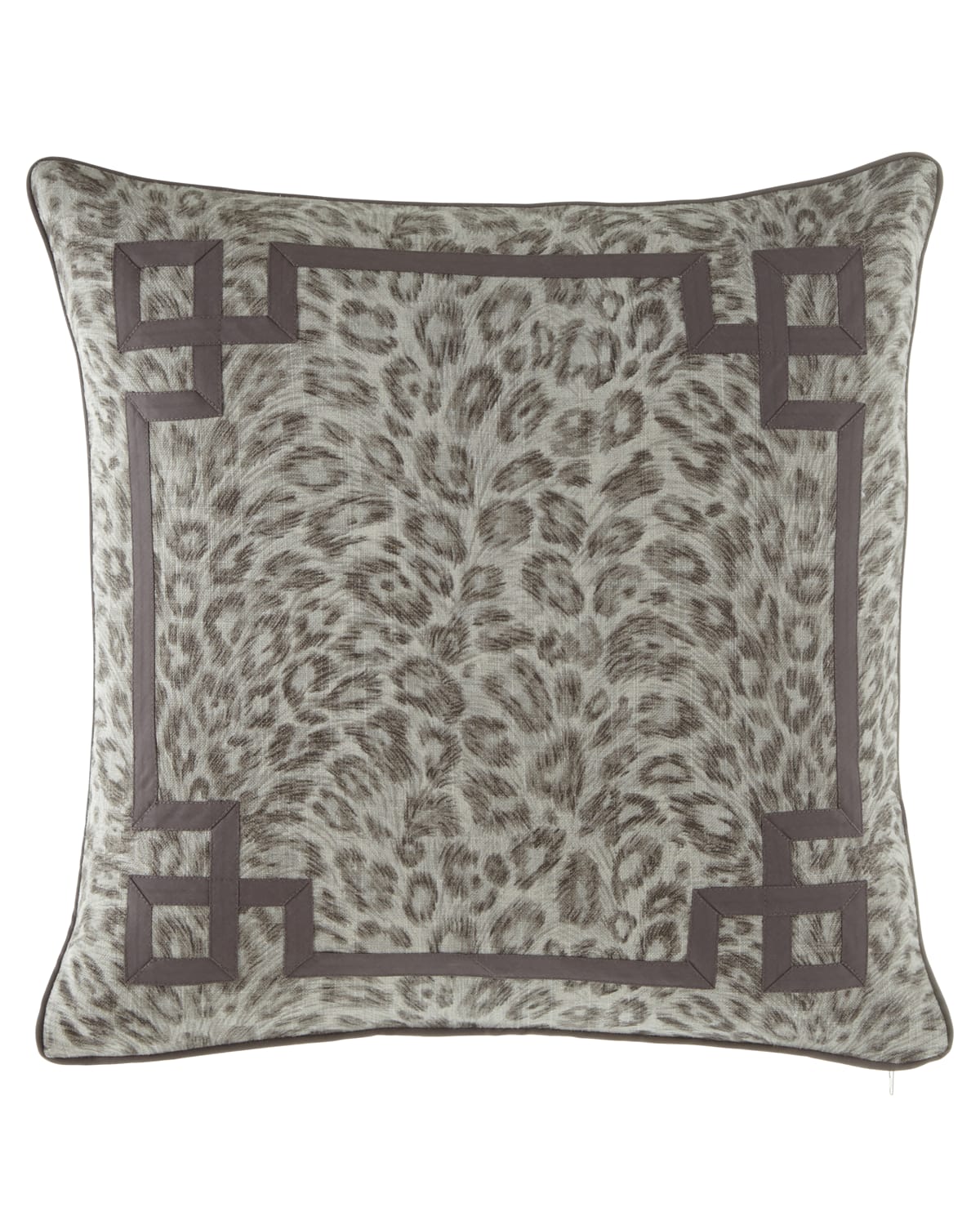 Image Jane Wilner Designs Bally Leopard-Print w/ Fretwork Decorative Pillow