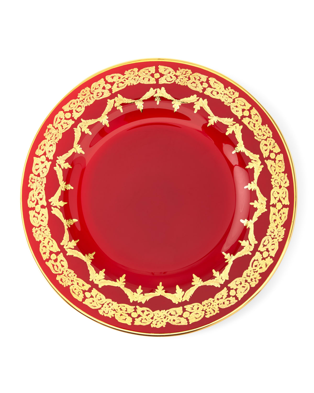 Image Neiman Marcus Red Oro Bello Dinner Plate, Set of 4