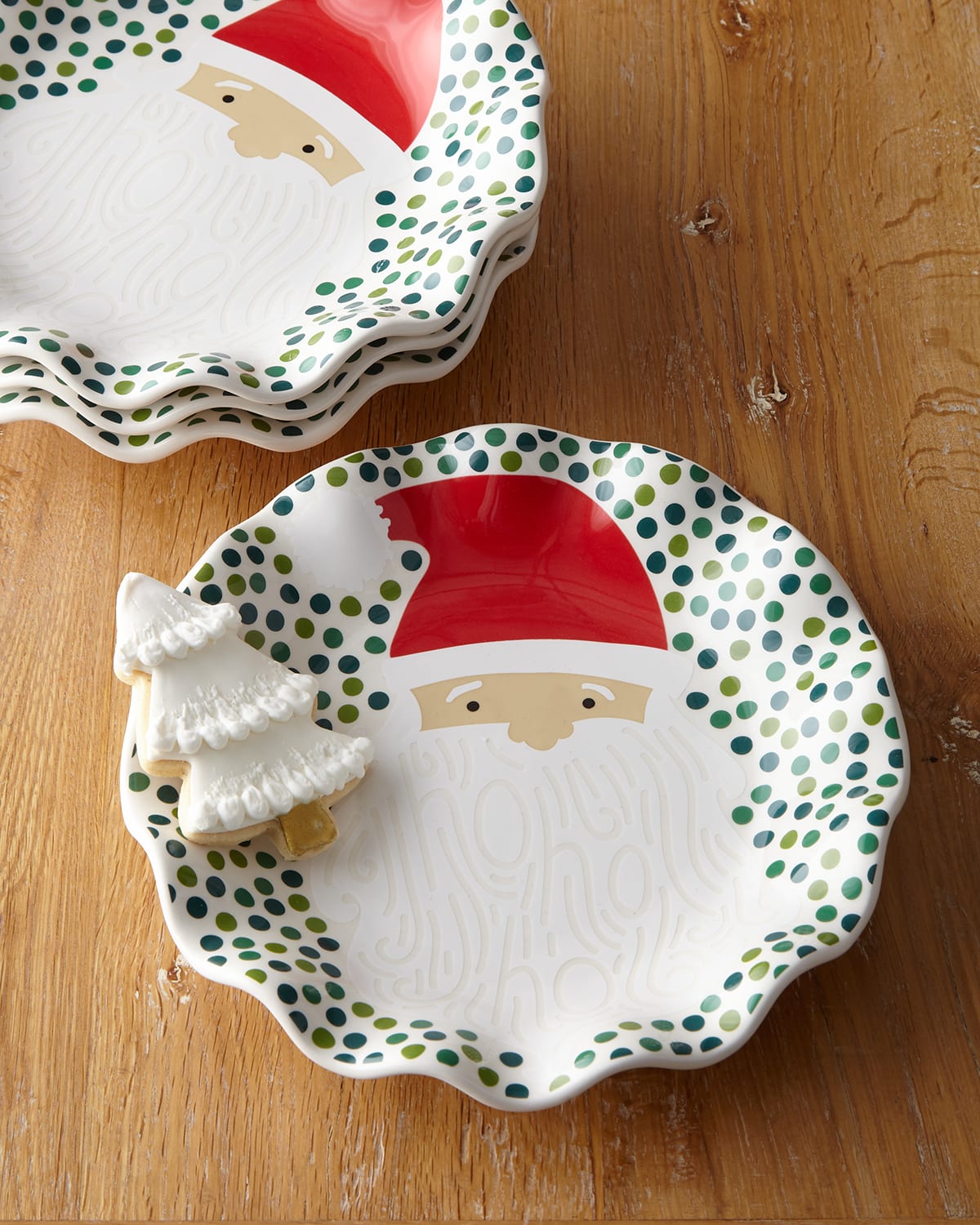 Image Coton Colors Ho Ho Santa Ruffle Christmas Plates, Set of 4