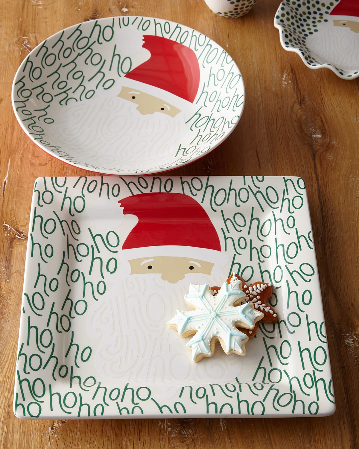 Image Coton Colors Ho Ho Santa Square Christmas Platter and Bowl Set