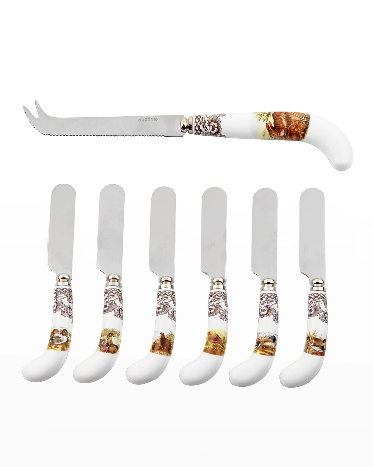 Image Spode Woodland Cheese Knife & 6 Spreaders