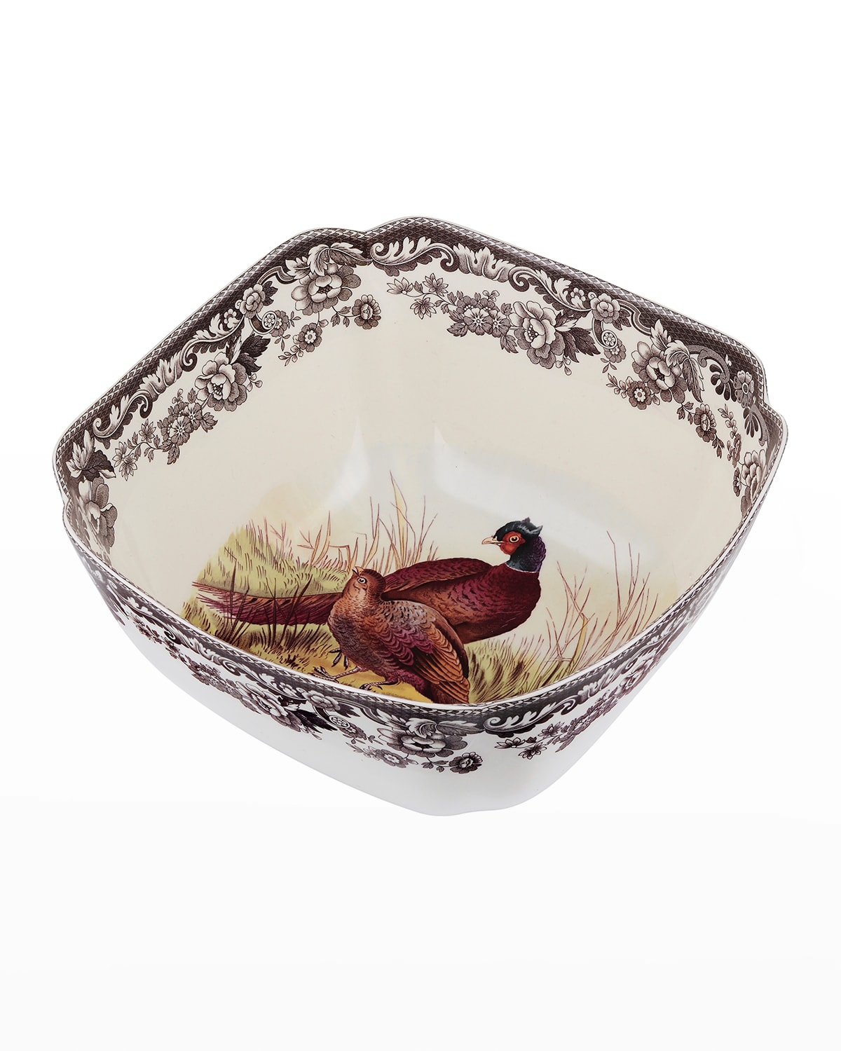 Image Spode Woodland Pheasant Deep Square Serving Bowl