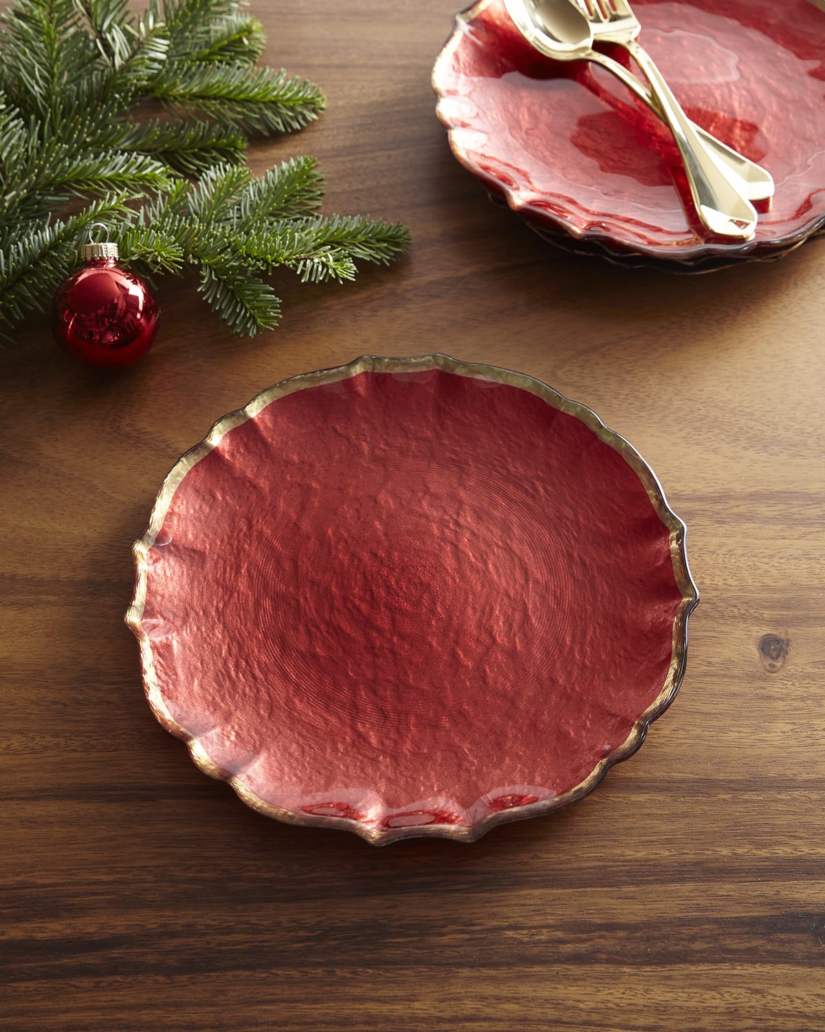 Image Vietri Baroque Glass Red Salad Plate