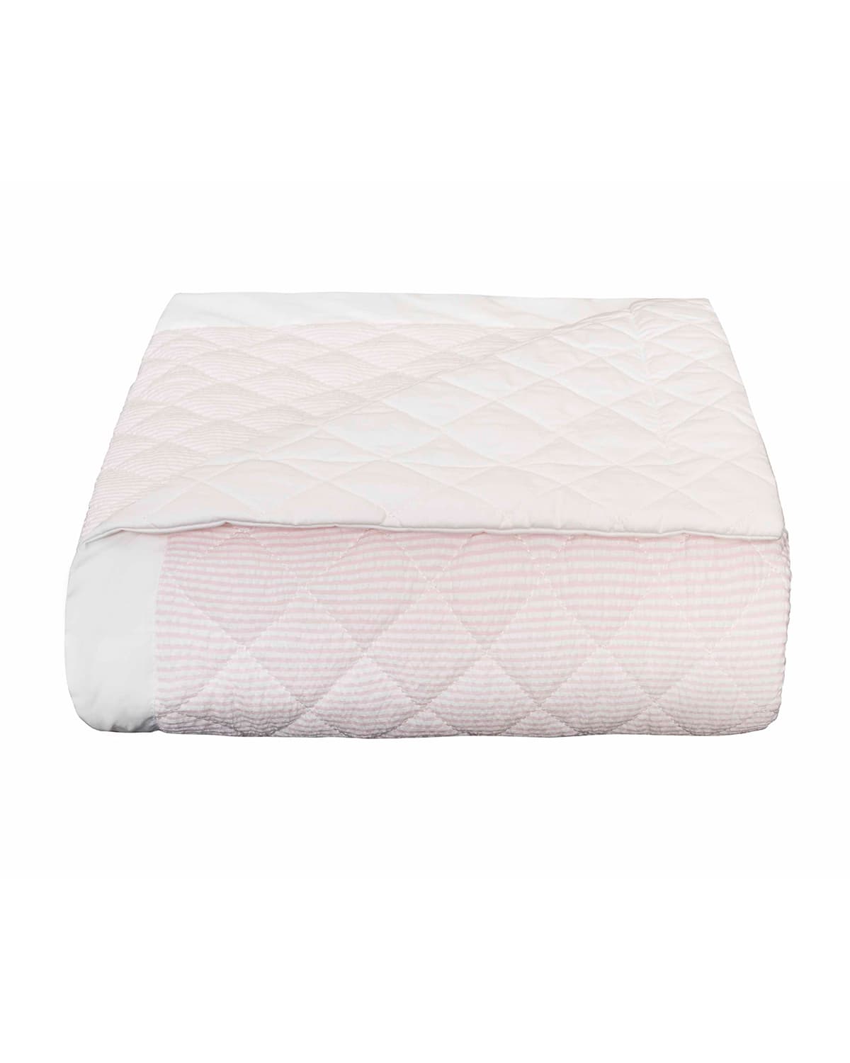 Bovi Fine Linens Baby Seersucker Crib Coverlet, White/Blue and Matching