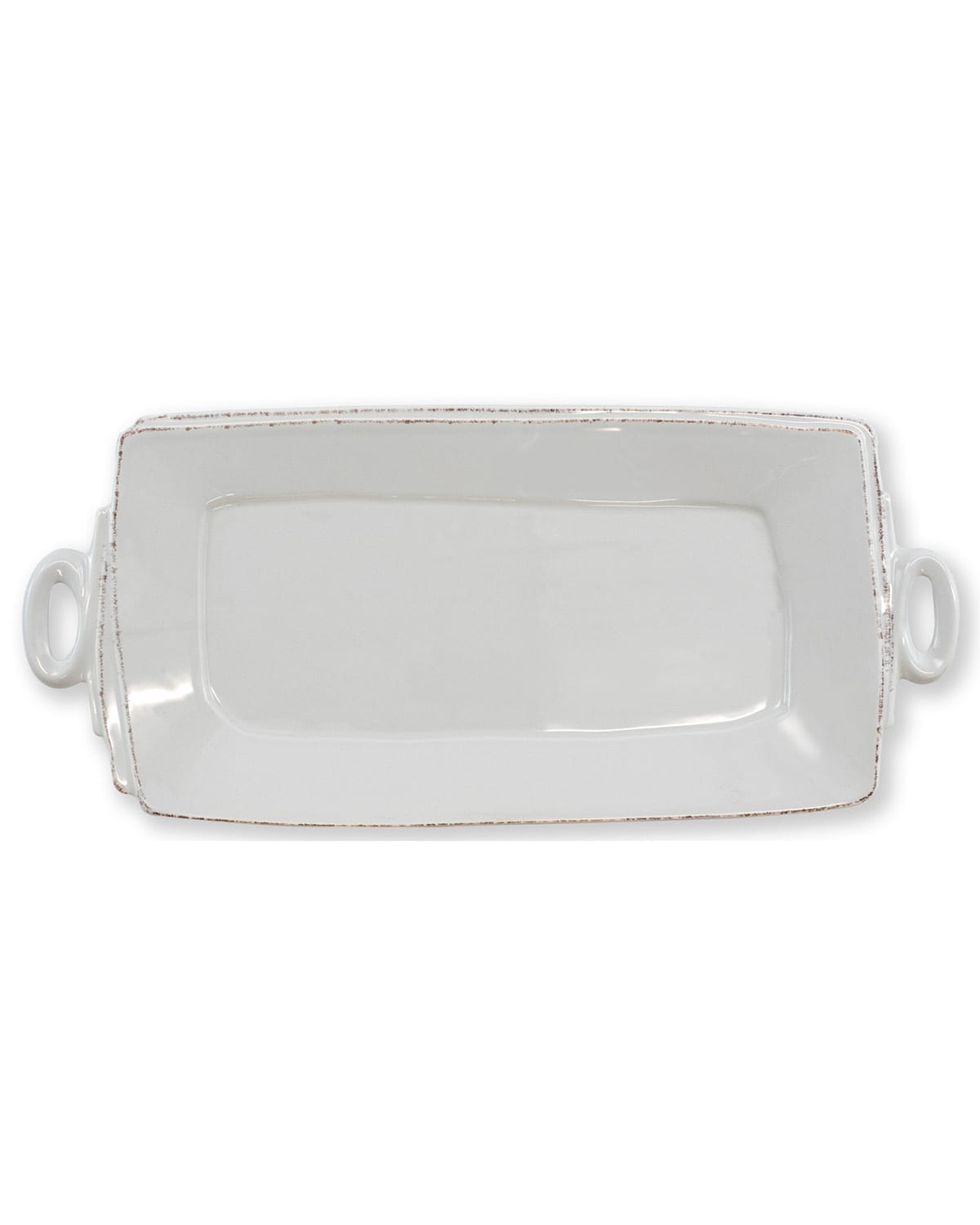 Image Vietri Lastra Handled Rectangular Platter, Light Gray