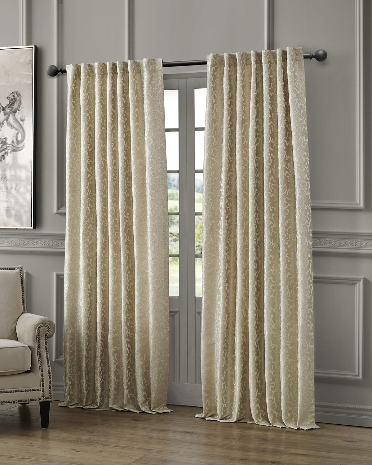 Image Waterford Lawrence Back Tab Curtain Panel, 84"
