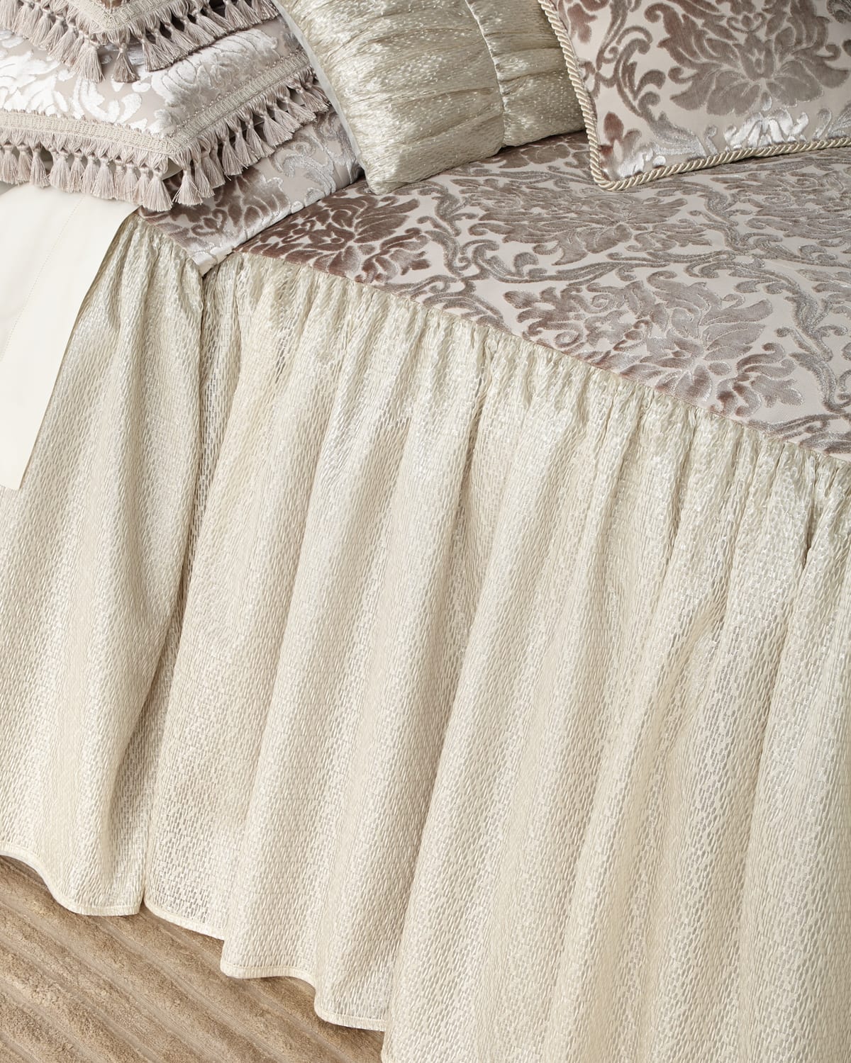 Image Dian Austin Couture Home Classic Damask Skirted Queen Coverlet