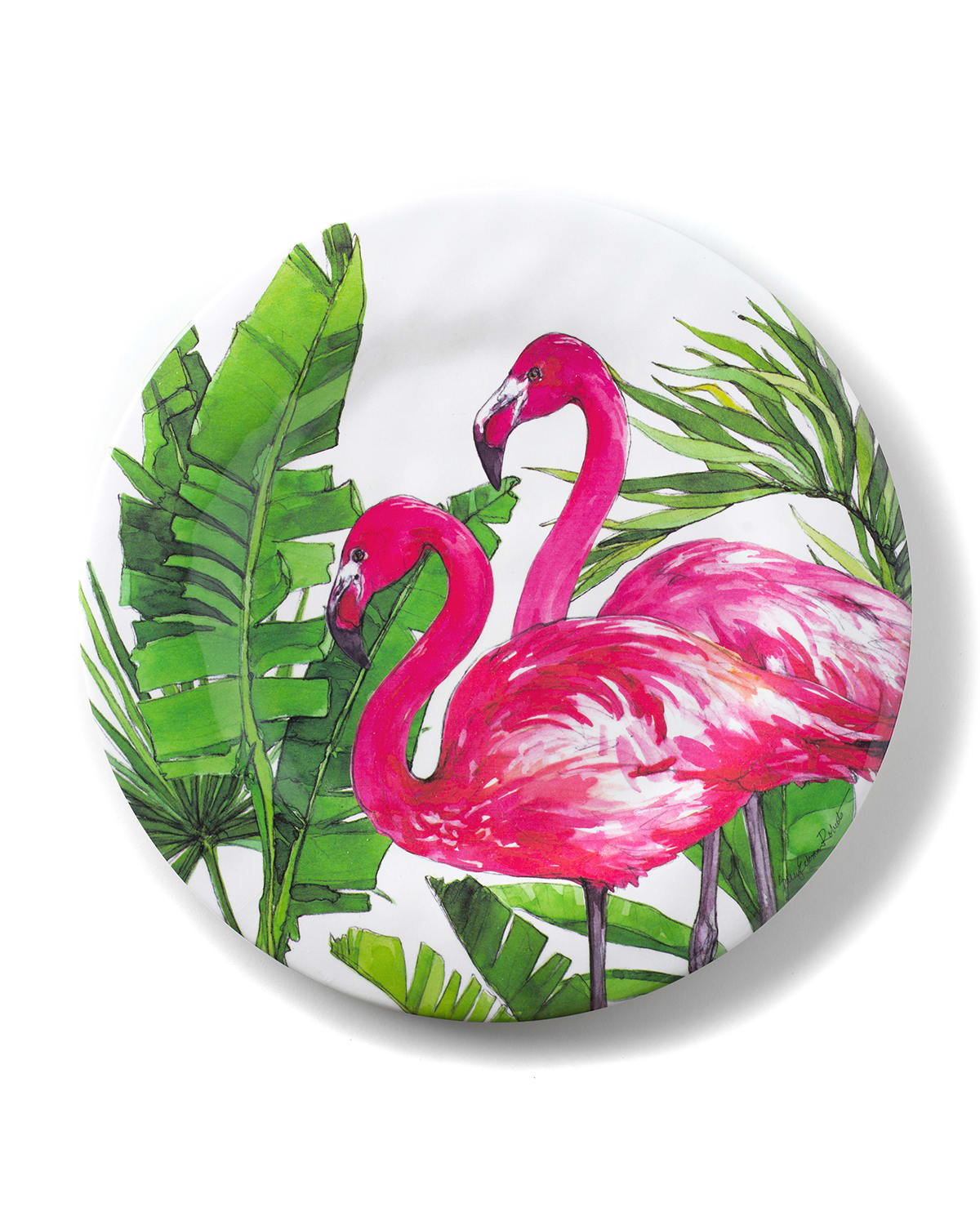 Image Bamboo Table Flamingo Tropics Shatter-Resistant Bamboo Dinner Plates, Set of 4