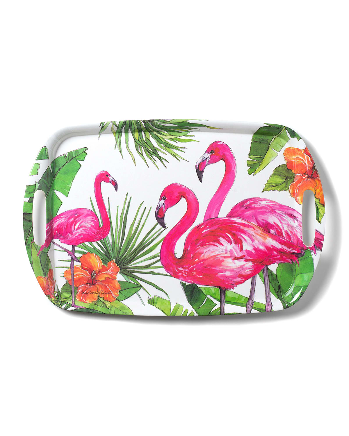 Image Bamboo Table Flamingo Tropics Shatter-Resistant Bamboo Serving Tray
