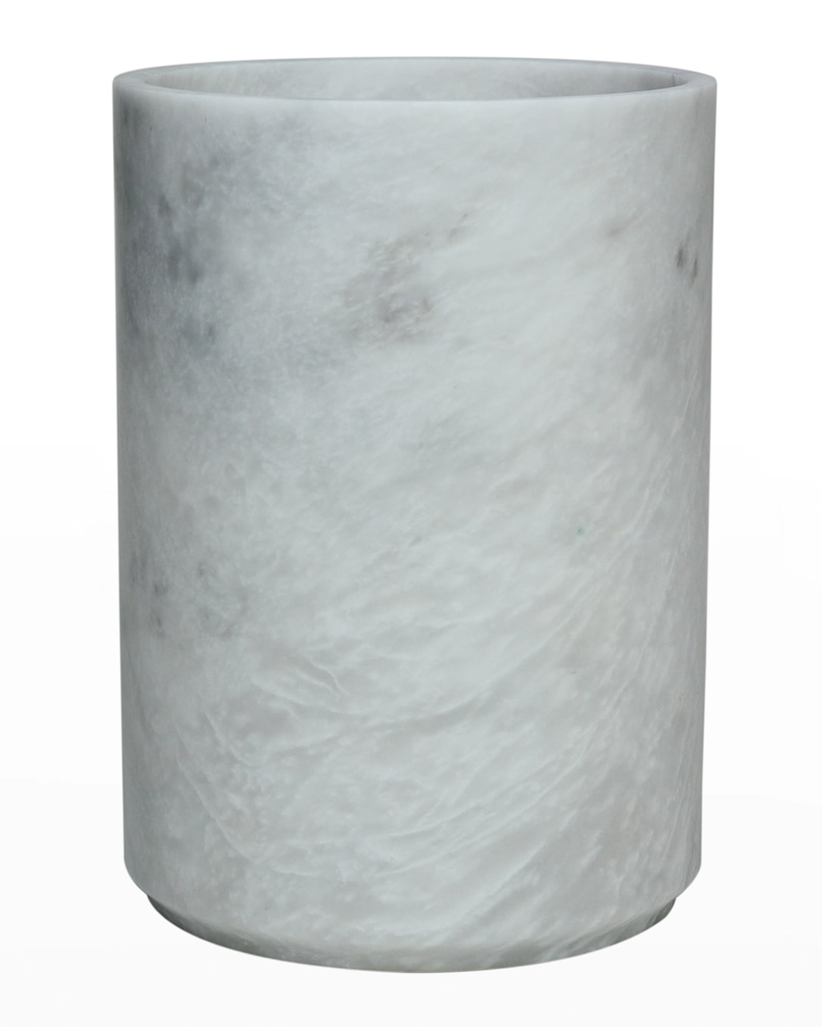 Image Marble Crafter Eris Collection Pearl White Marble Round Wastebasket w/ Liner